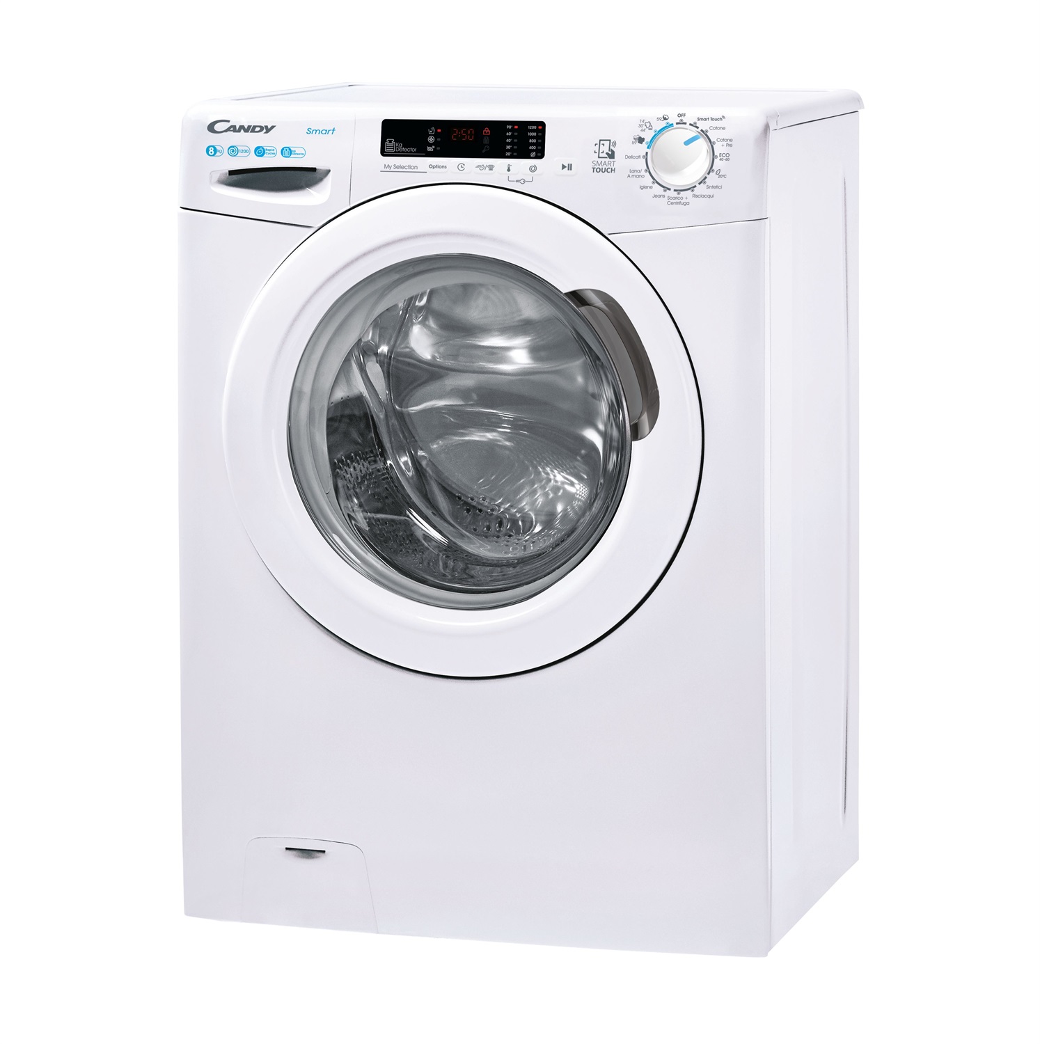 Candy Smart CS1282DW4-11 Lavatrice Caricamento Frontale 8 kg 1200 Giri/min Bianco Classe Energetica B con Cesto in Acciaio Inox e Funzionalità NFC