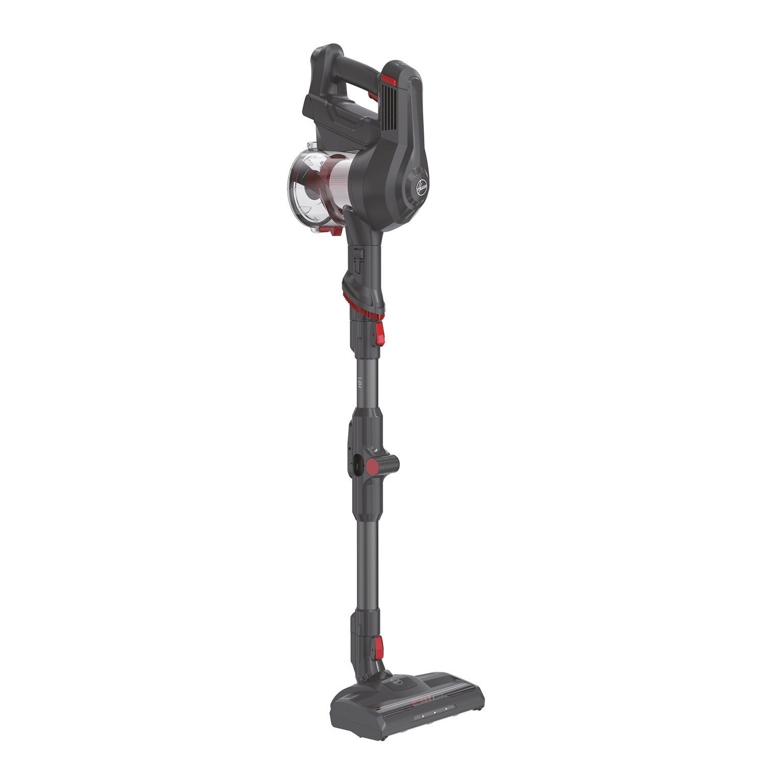 Hoover HF1 Aspirapolvere senza Filo 2in1 Nero/Rosso, 0,9L, Senza Sacchetto, Potenza 180W, Autonomia 30 Minuti, Tubo Flessibile e Mini Turbo Spazzola