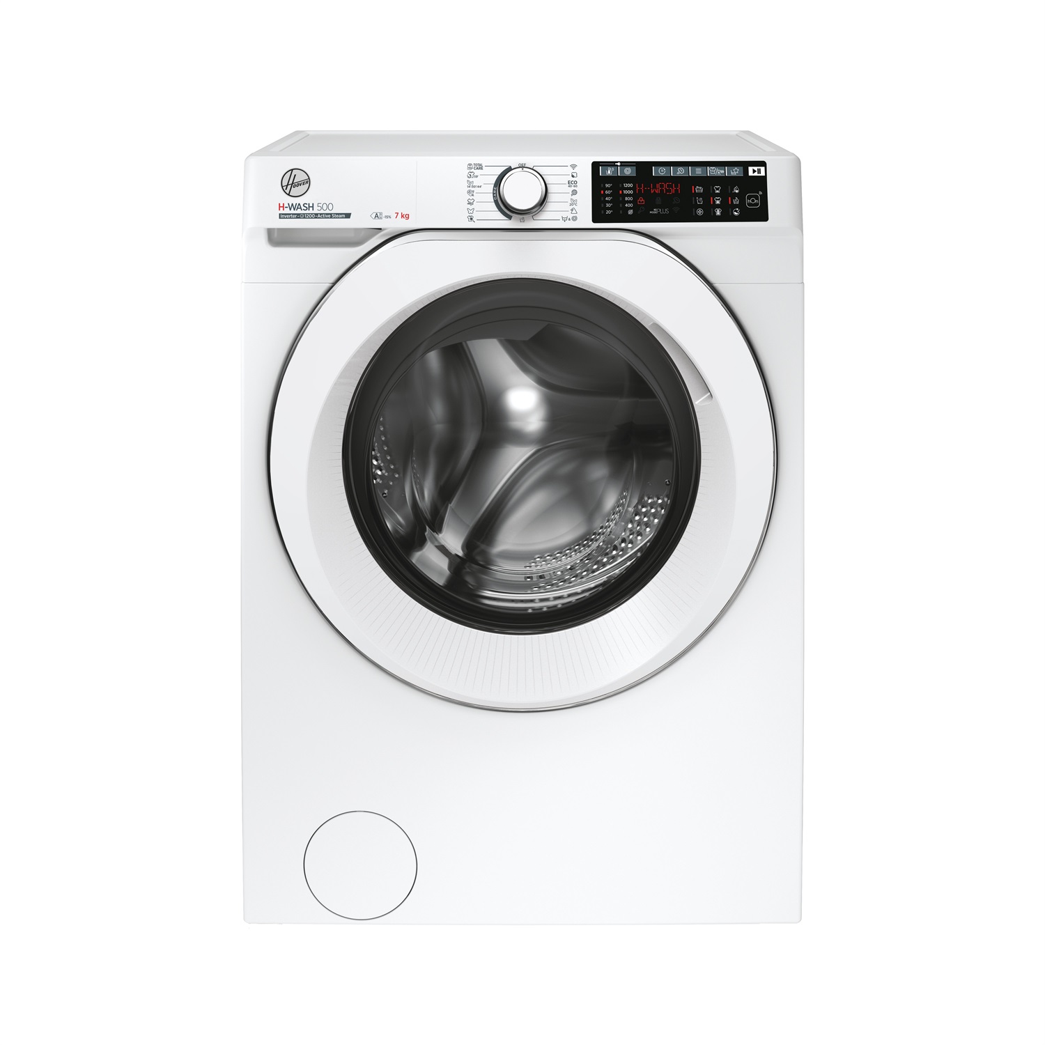 Hoover HW4 27AMC7/1-S H-WASH 500 Lavatrice Smart 7 Kg, 1200 Giri/min, Wi-Fi Bluetooth, Carica Frontale, Funzione Vapore, Motore Inverter, Bianco, Classe A