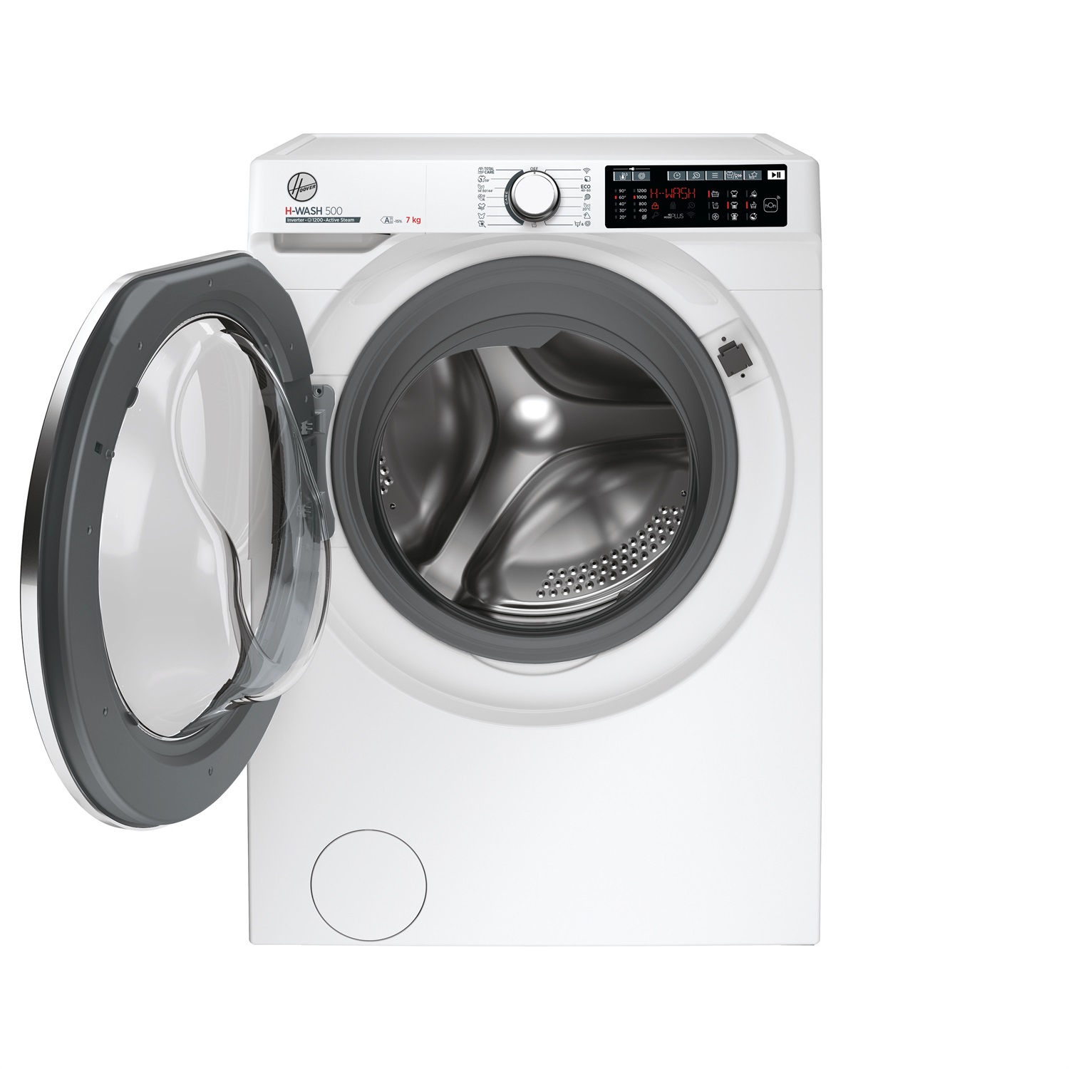 Hoover HW4 27AMC7/1-S H-WASH 500 Lavatrice Smart 7 Kg, 1200 Giri/min, Wi-Fi Bluetooth, Carica Frontale, Funzione Vapore, Motore Inverter, Bianco, Classe A