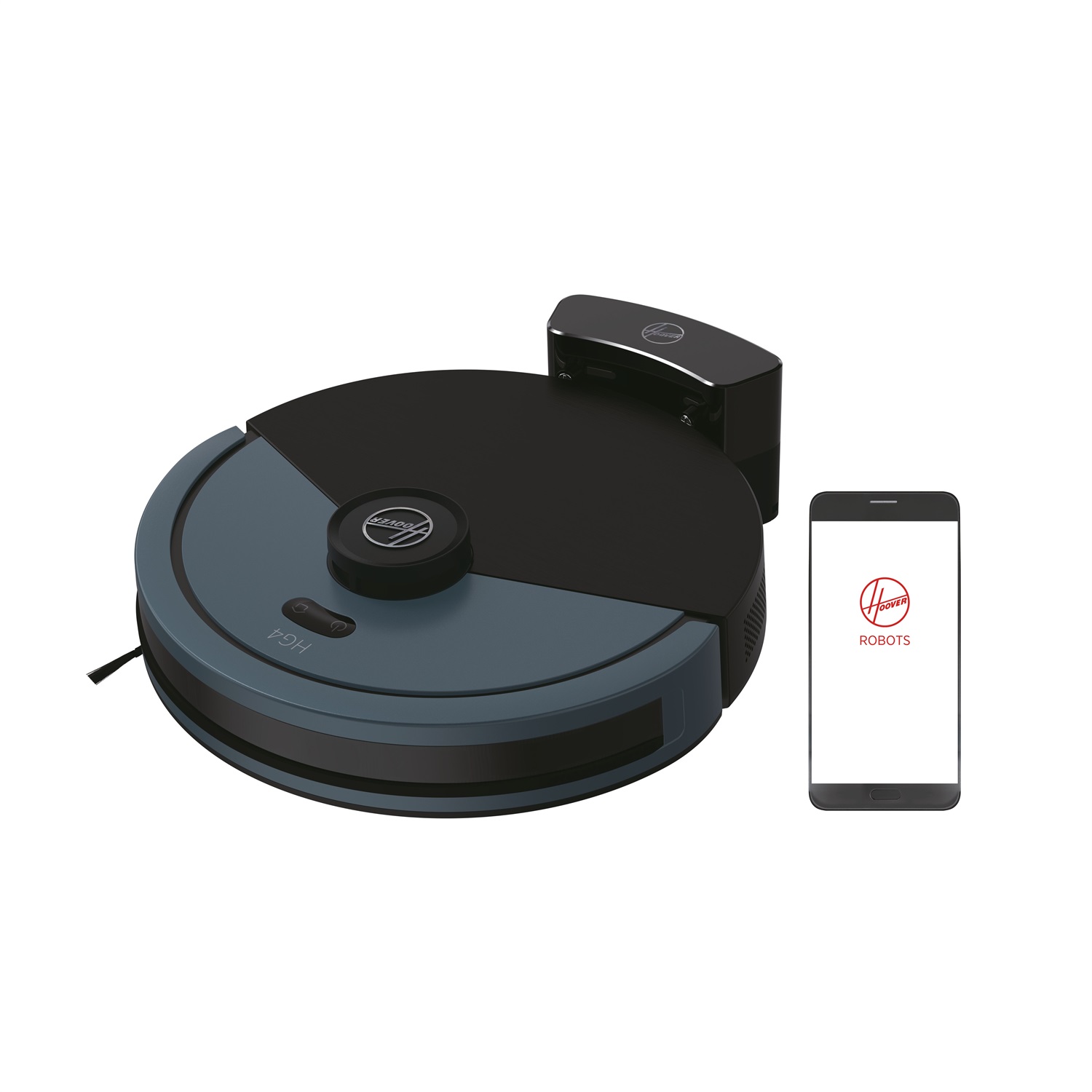 Hoover HG430H 011 Aspirapolvere Robot Senza Sacchetto 0,26 L Nero/Blu con Navigazione Laser e Funzione Lavapavimenti