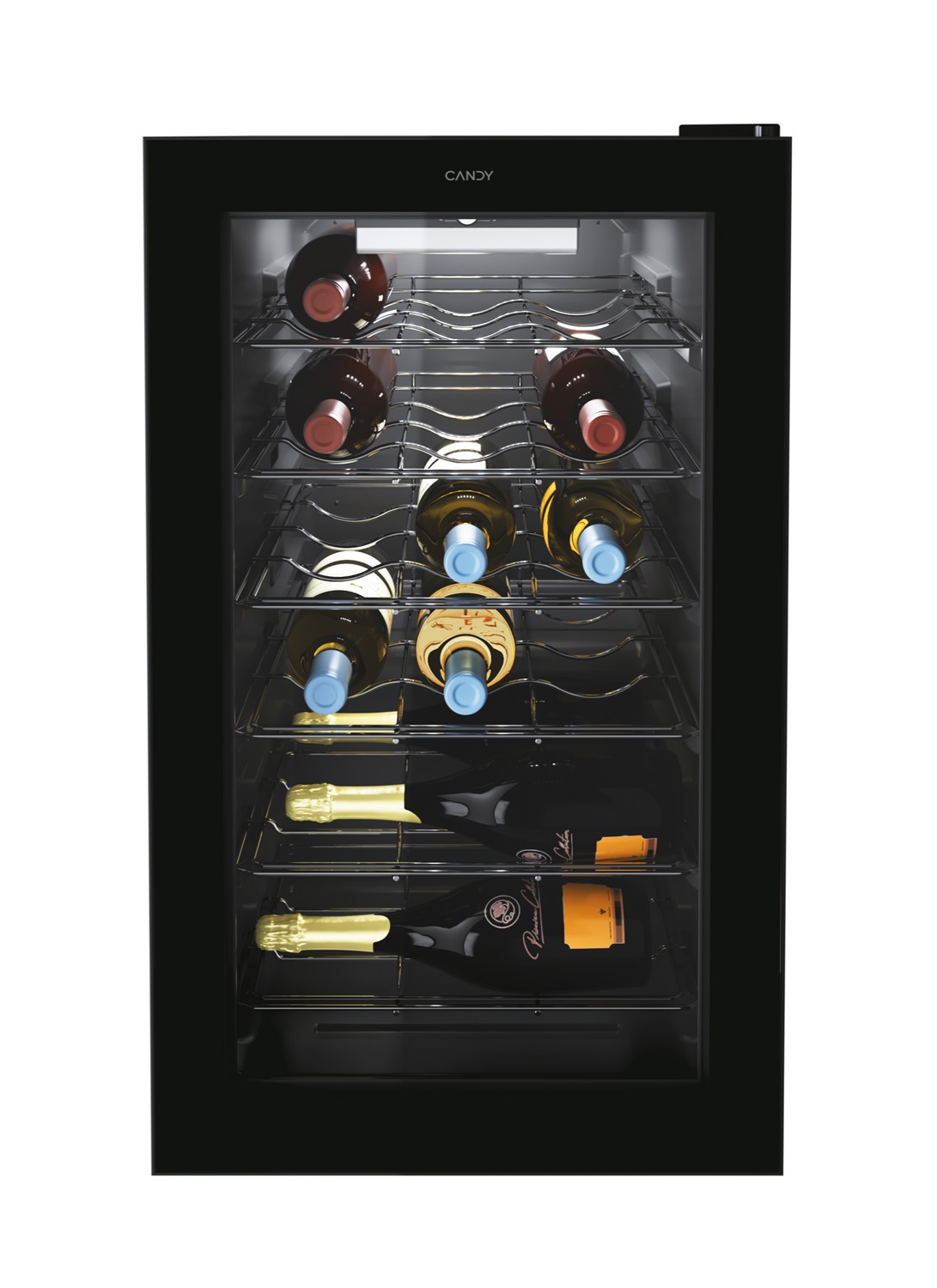 Candy CWC 021 M/NF Cantinetta Vino con Compressore, 21 Bottiglie, Libera Installazione, Nero, Classe G, App hOn con Tecnologia Vivino