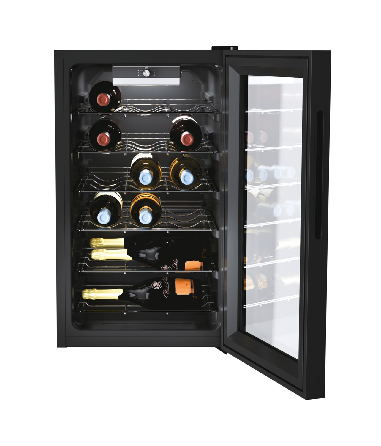 Candy CWC 021 M/NF Cantinetta Vino con Compressore, 21 Bottiglie, Libera Installazione, Nero, Classe G, App hOn con Tecnologia Vivino