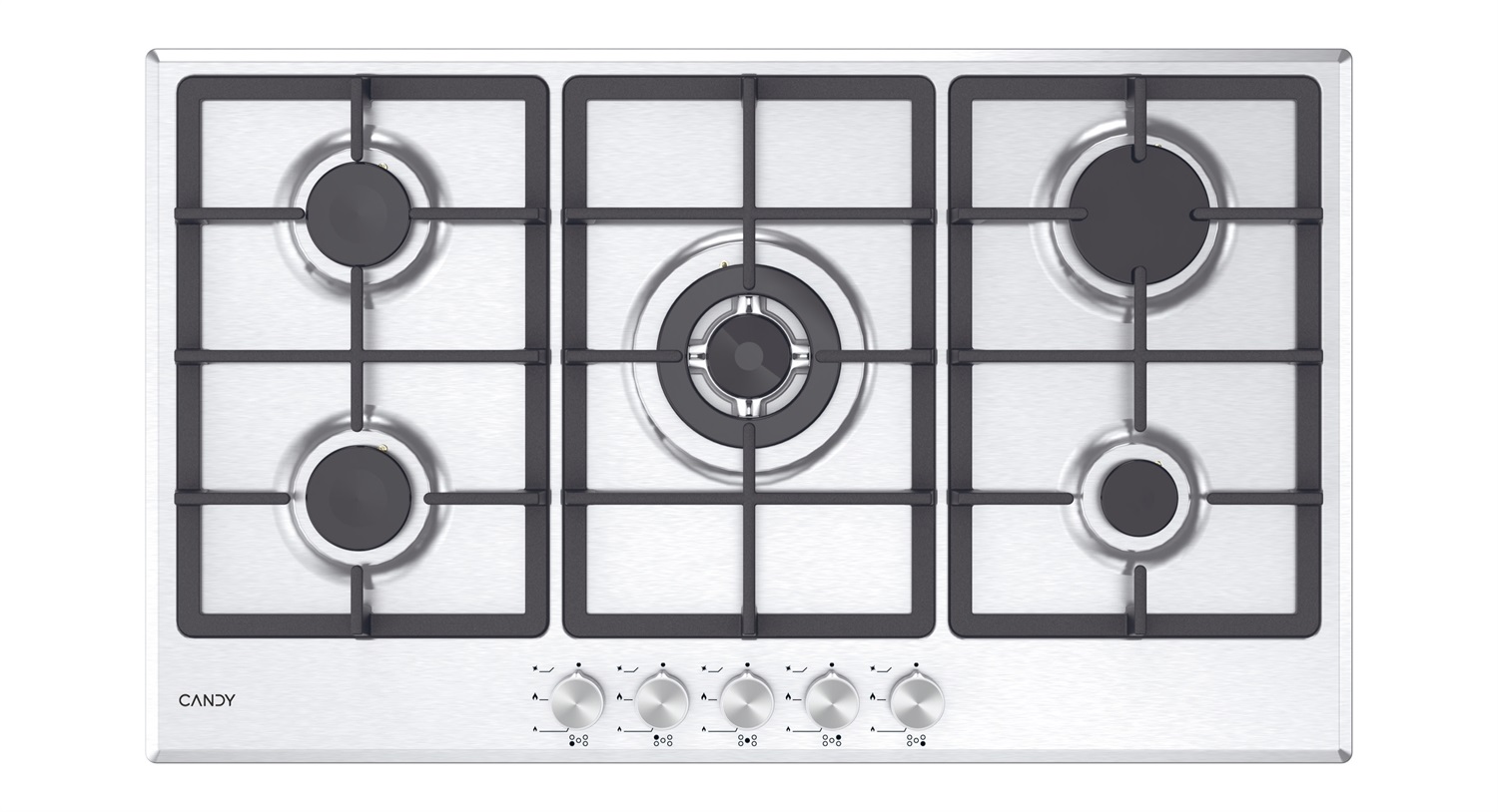 Candy Moderna CHG93WX/1 Piano Cottura a Gas 5 Fuochi 86 cm Da Incasso in Acciaio Inox