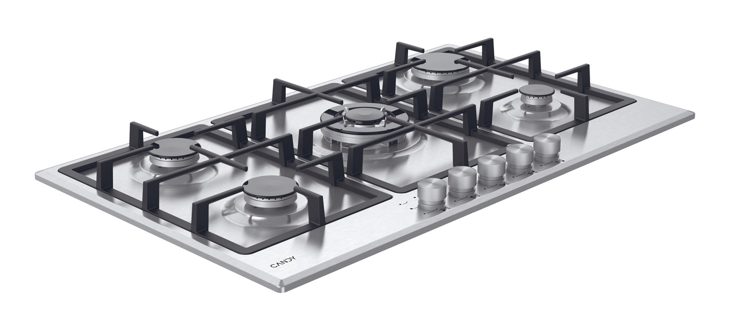 Candy Moderna CHG93WX/1 Piano Cottura a Gas 5 Fuochi 86 cm Da Incasso in Acciaio Inox