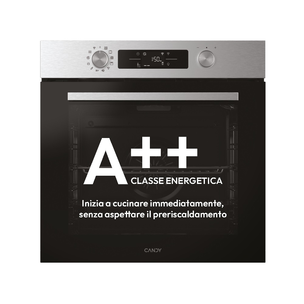 Candy CA6 N3B1HTX Forno Elettrico da Incasso 78 L A Ventilato Multifunzione con Grill e Wi-Fi - Nero e Acciaio Inox
