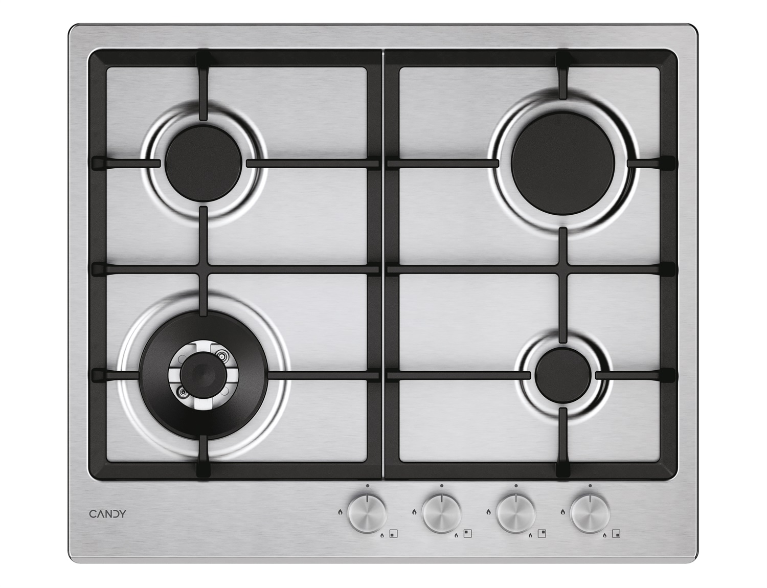 Candy CHG6BF4WTX Piano Cottura Gas 4 Fuochi da Incasso 60 cm in Acciaio Inox