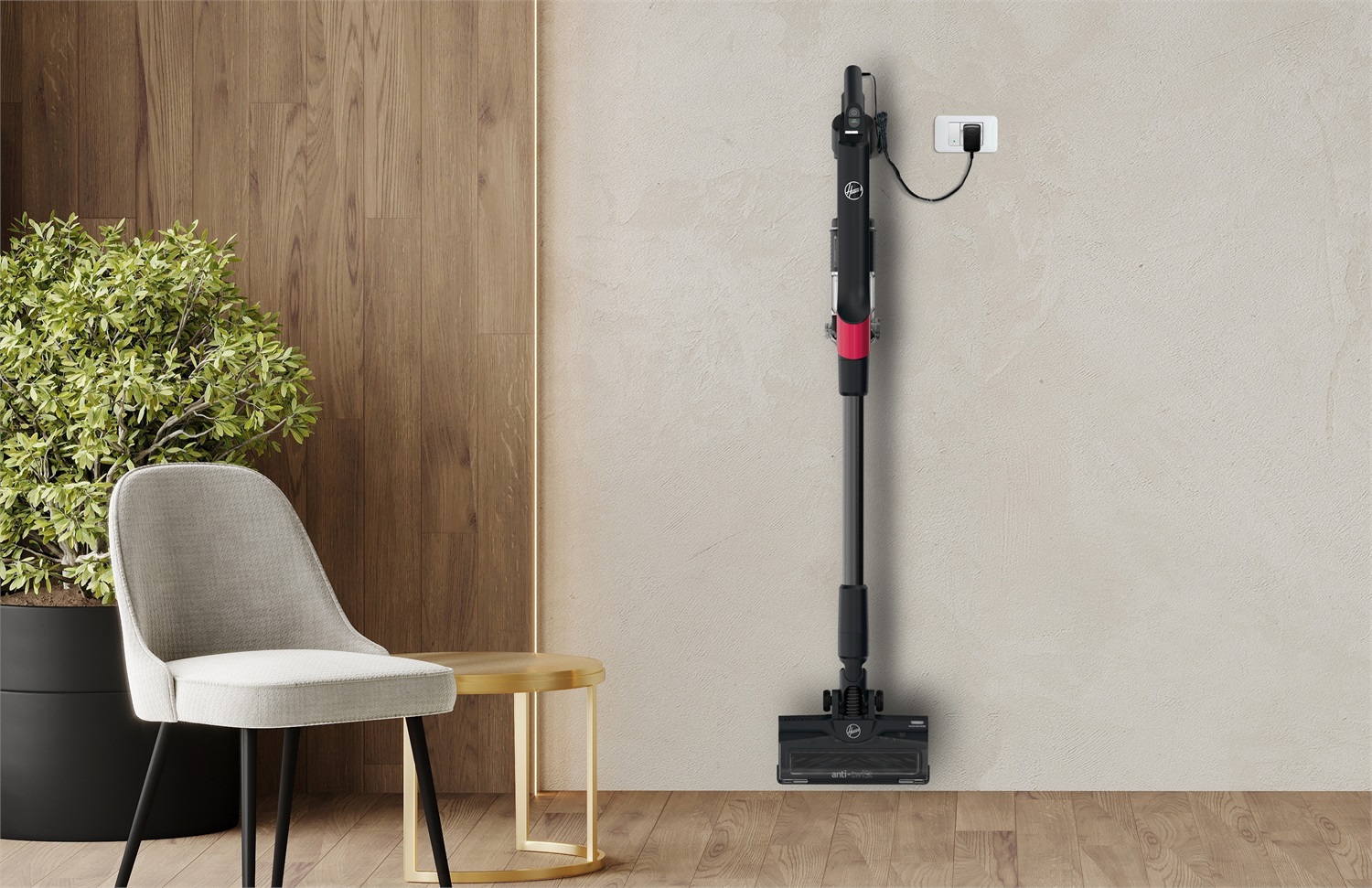 Hoover HF210H 011 Aspirapolvere Senza Filo 2 in 1 Ultraleggero Nero/Rosso con Tecnologia di Compattazione Polvere e Spazzola Multisuperficie