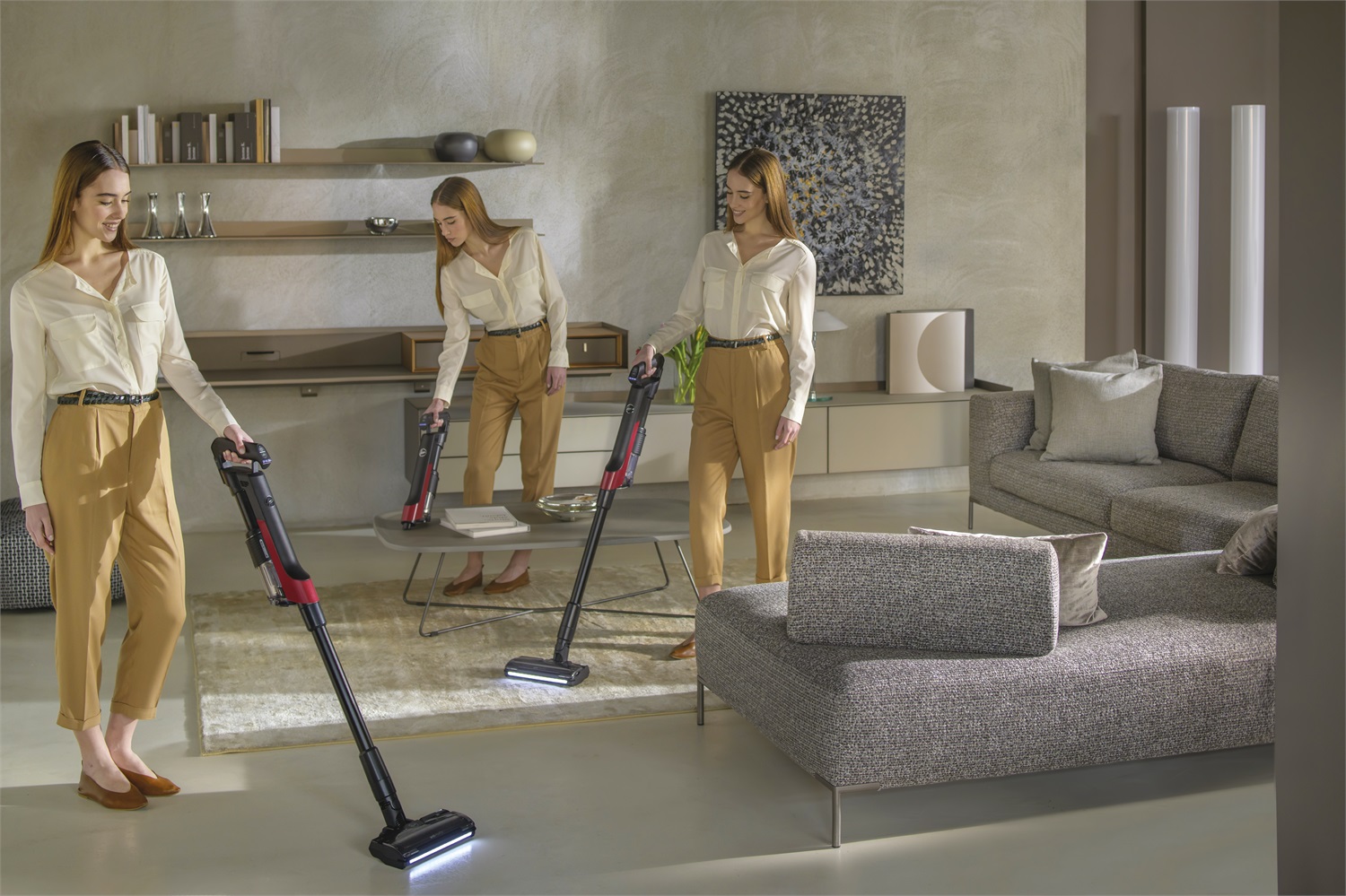 Hoover HF210H 011 Aspirapolvere Senza Filo 2 in 1 Ultraleggero Nero/Rosso con Tecnologia di Compattazione Polvere e Spazzola Multisuperficie