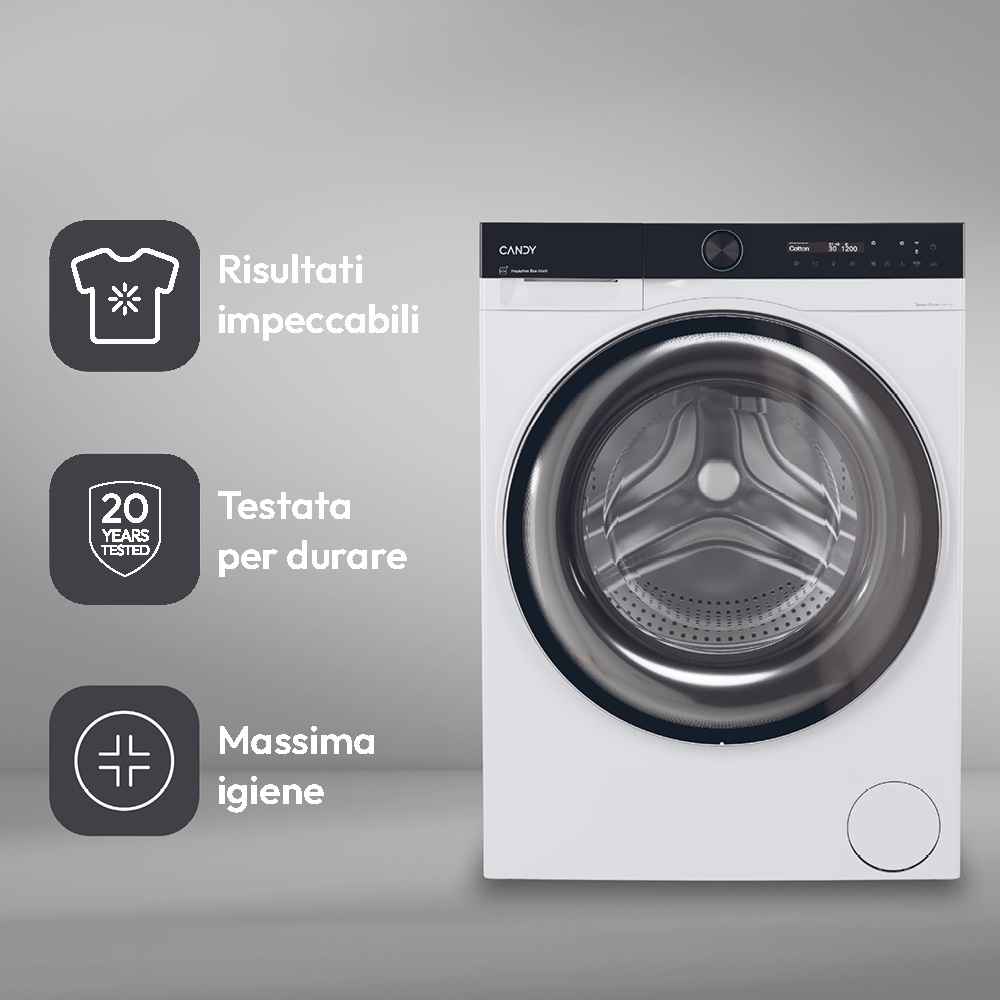 Candy BS 49B9-S Lavatrice Caricamento Frontale 9 kg 1400 Giri/min Classe A Inverter Wi-Fi Nero/Bianco