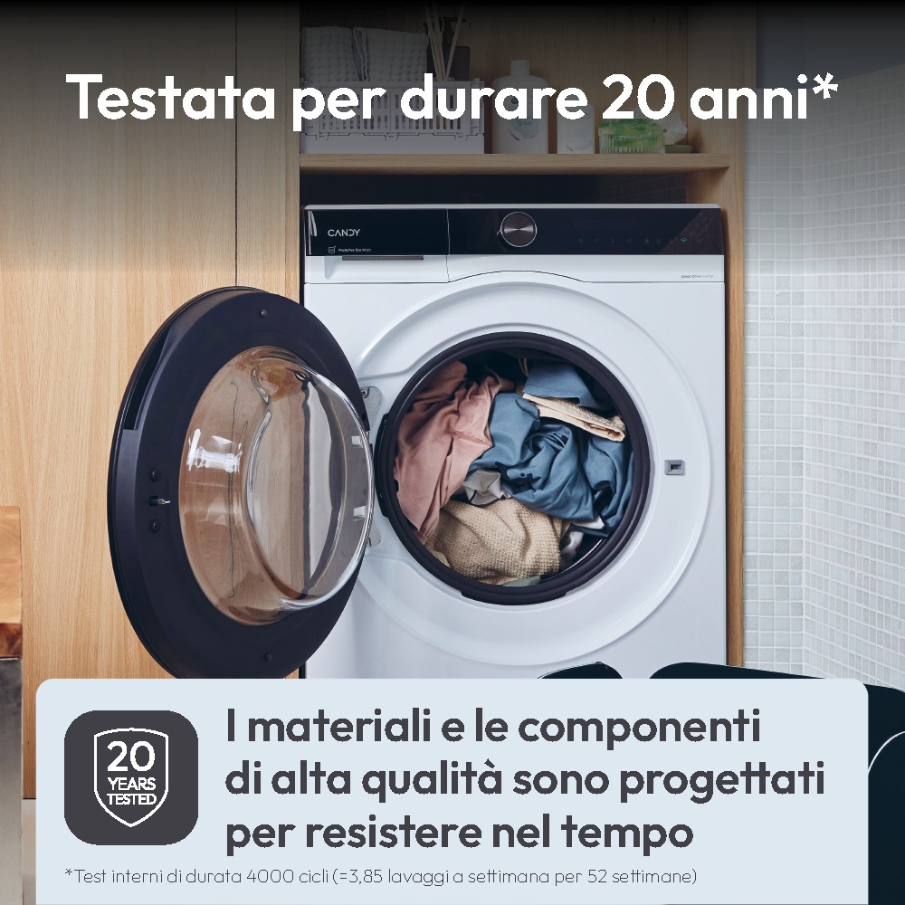 Candy BS 49B9-S Lavatrice Caricamento Frontale 9 kg 1400 Giri/min Classe A Inverter Wi-Fi Nero/Bianco
