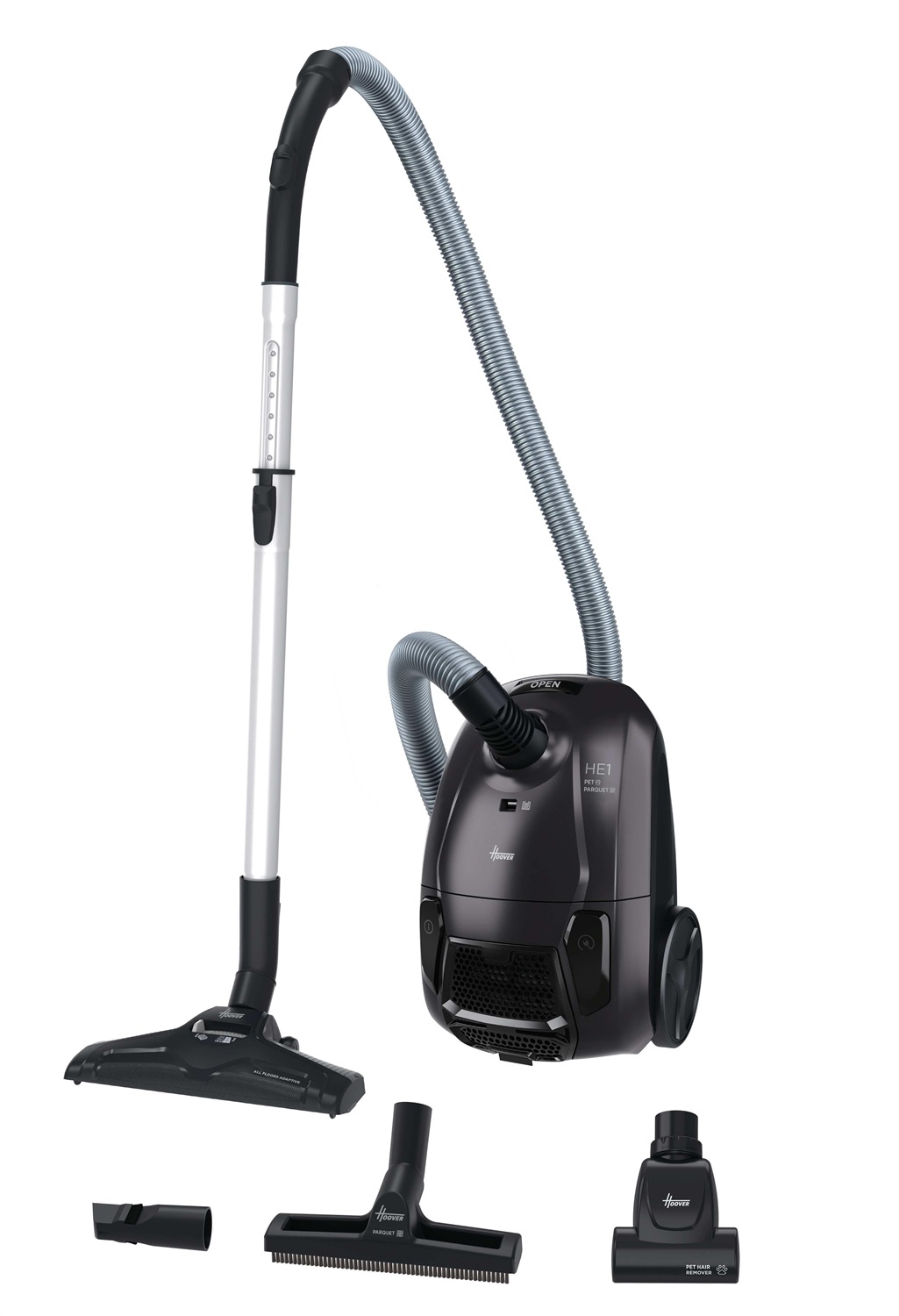 Hoover Aspirapolvere A Traino HE120PET - 700W, Sacco, 2.5L, Filtraggio EPA, Grigio