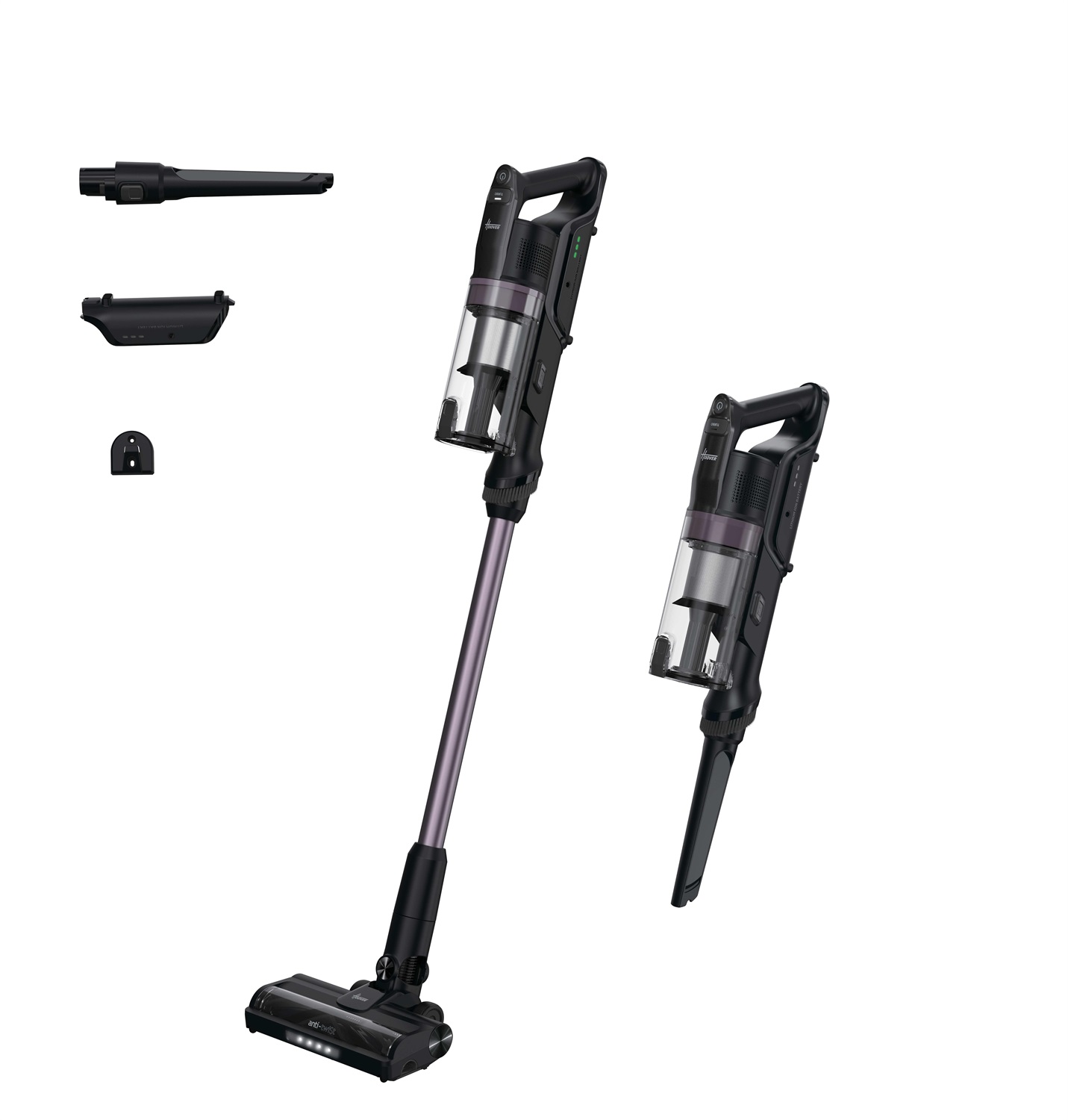 Hoover HF1P10H 011 Scopa Elettrica Senza Filo - Aspirapolvere a Bastone Senza Sacco Ciclonica 165W, Nero e Viola, Fino a 45 Minuti di Autonomia