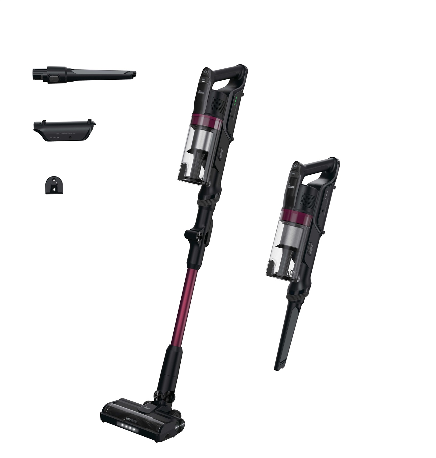Hoover HF1P10HX 011 Aspirapolvere a Bastone Senza Sacchetto Magenta 165 W 0,7 L Secco con Filtro in Schiuma e Tubo Flessibile