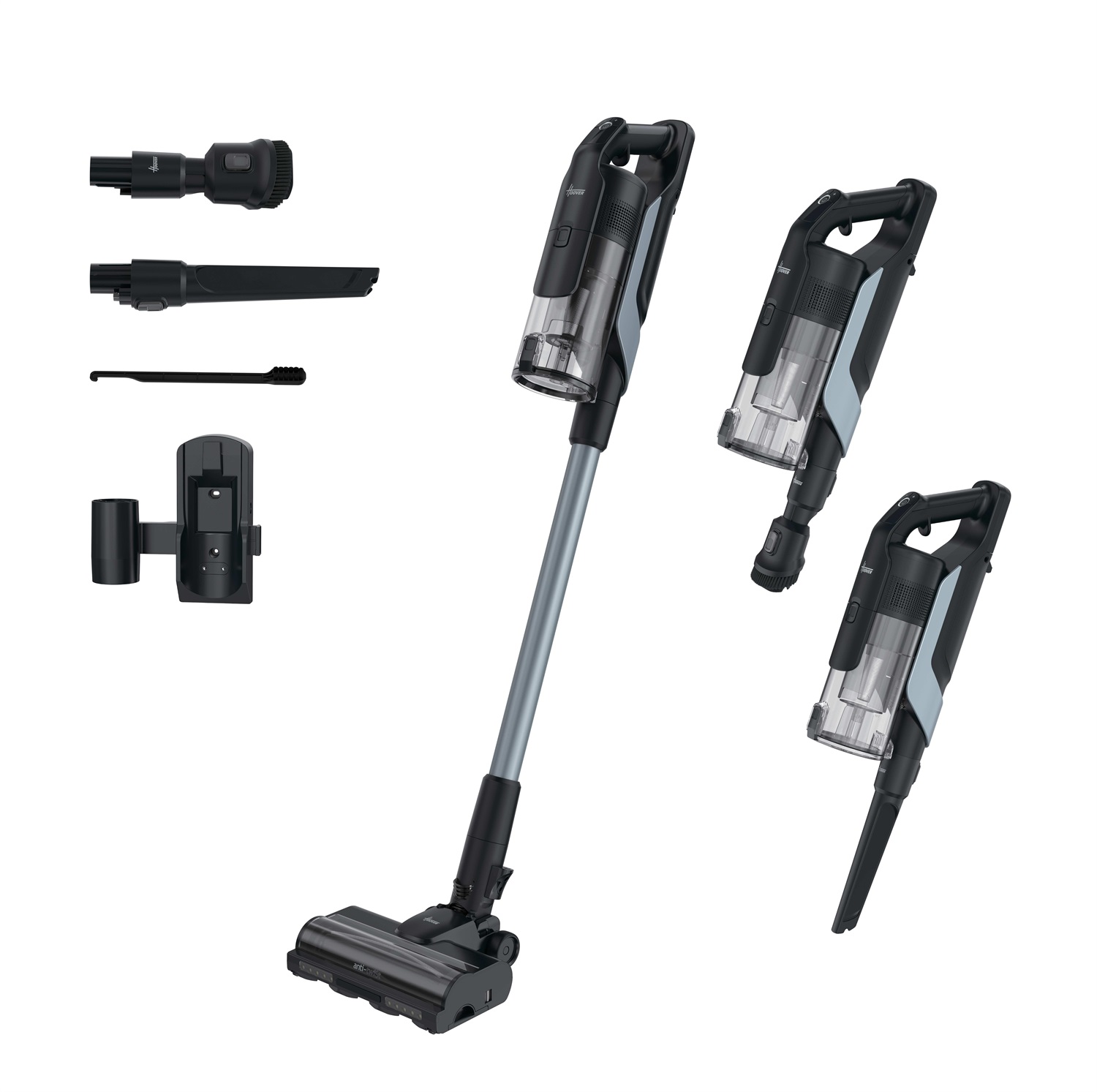 Hoover HF6 - Aspirapolvere a batteria potente con sensore, Dual Way Clean, autonomia fino a 100 minuti, rullo anti torsione e QuickPark