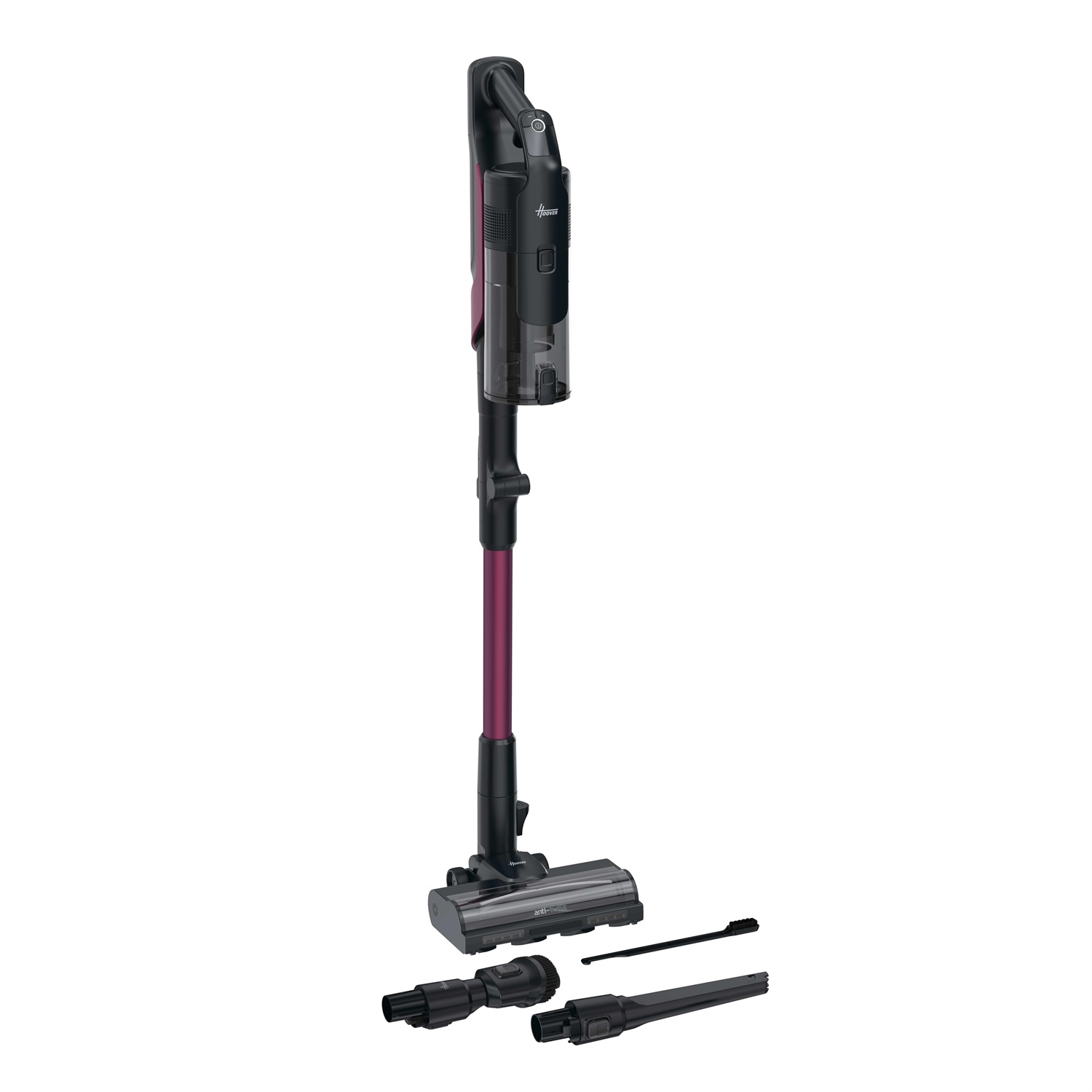 Hoover HF610HX 011 - Scopa Elettrica Senza Filo Magenta, Potente 650 W, Svuotamento Facile e Tubo Pieghevole