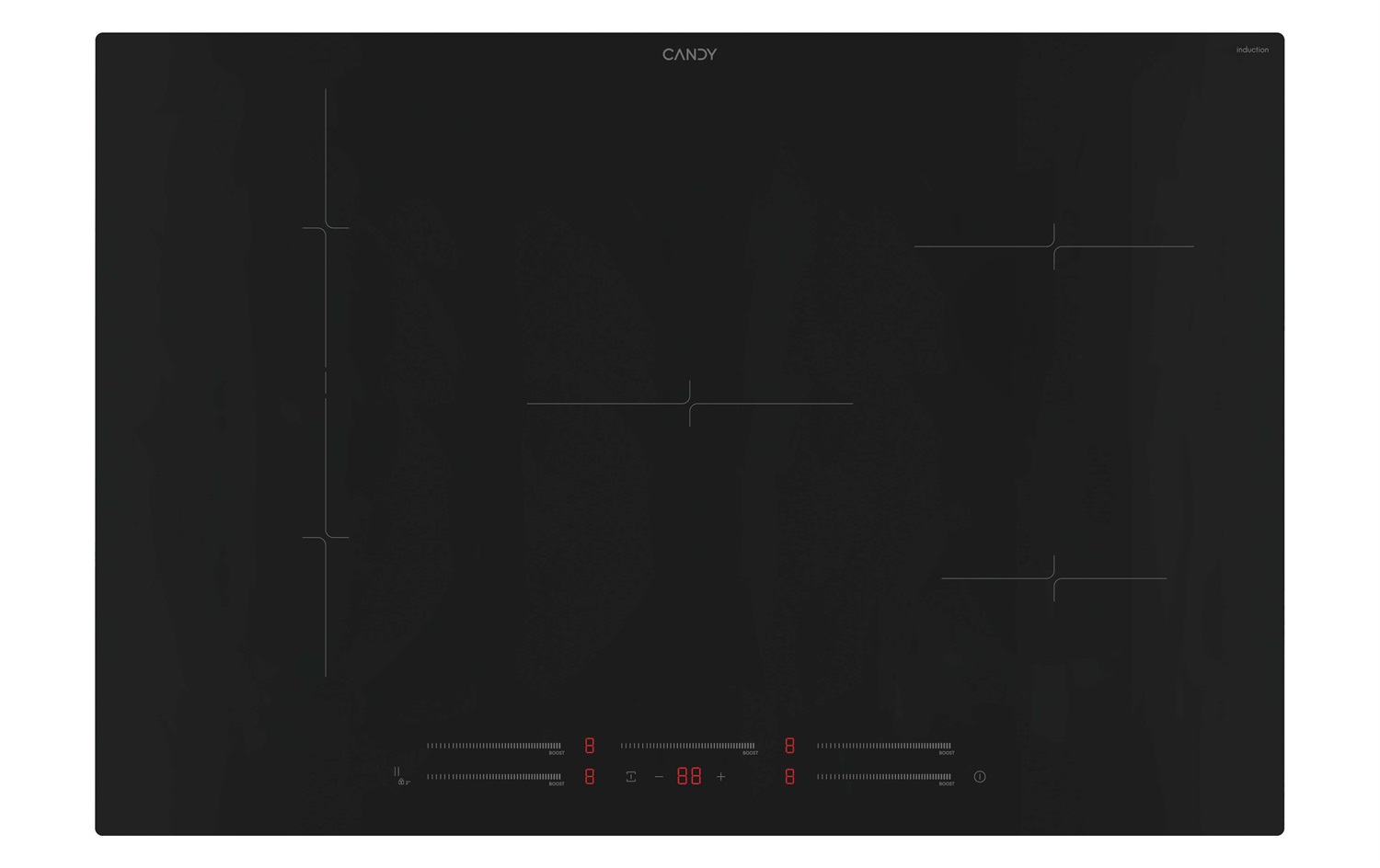 Candy Piano Cottura a Induzione CIE854MCBB - 80 cm, Nero, Controllo Frontale con Timer Digitale