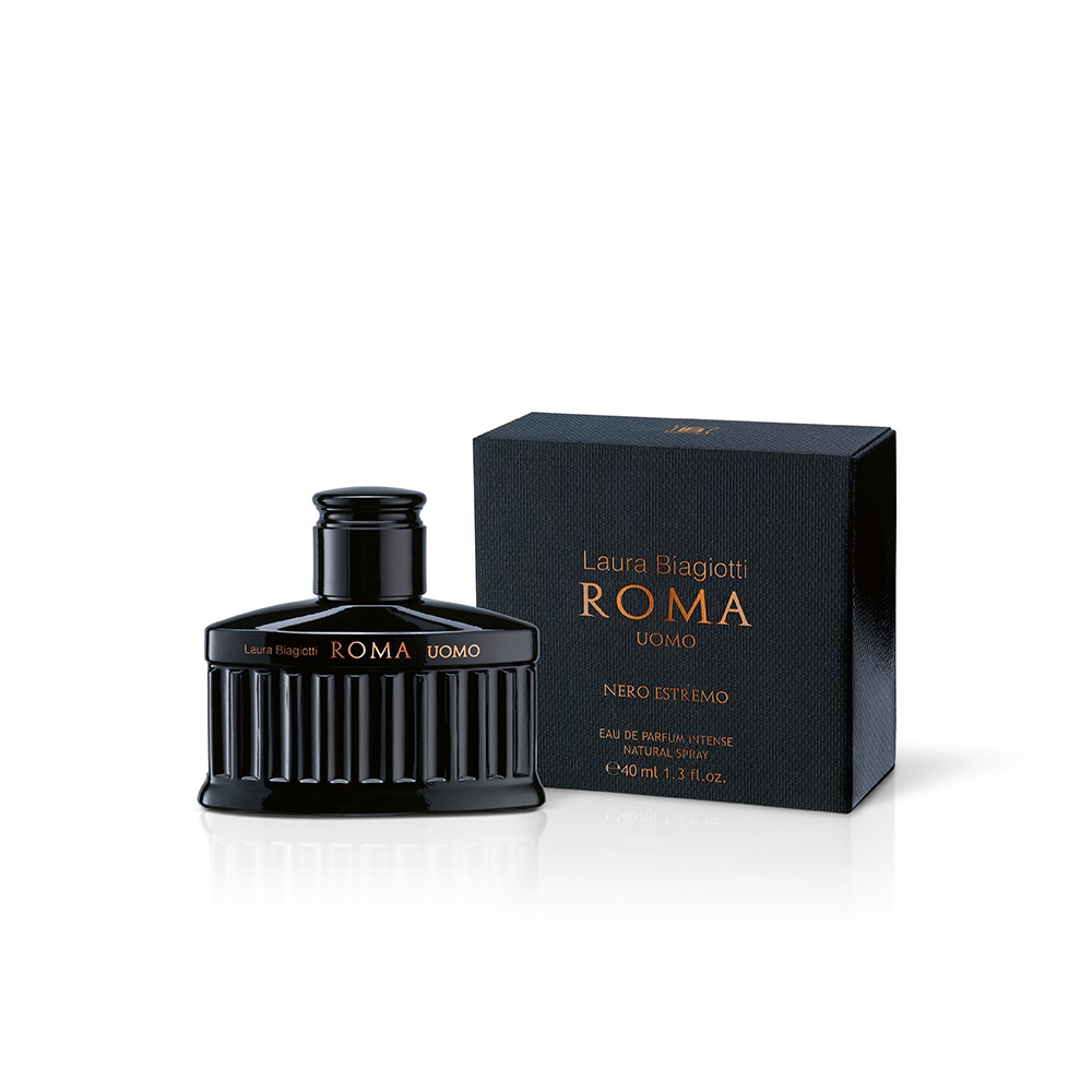 Laura Biagiotti Roma Uomo Nero Estremo Eau de Parfum Intense 40ml - Fougère Ambrata e Legnosa, Note di Bergamotto, Limone Invernale, Geranio, Lavanda, Vaniglia e Vetiver