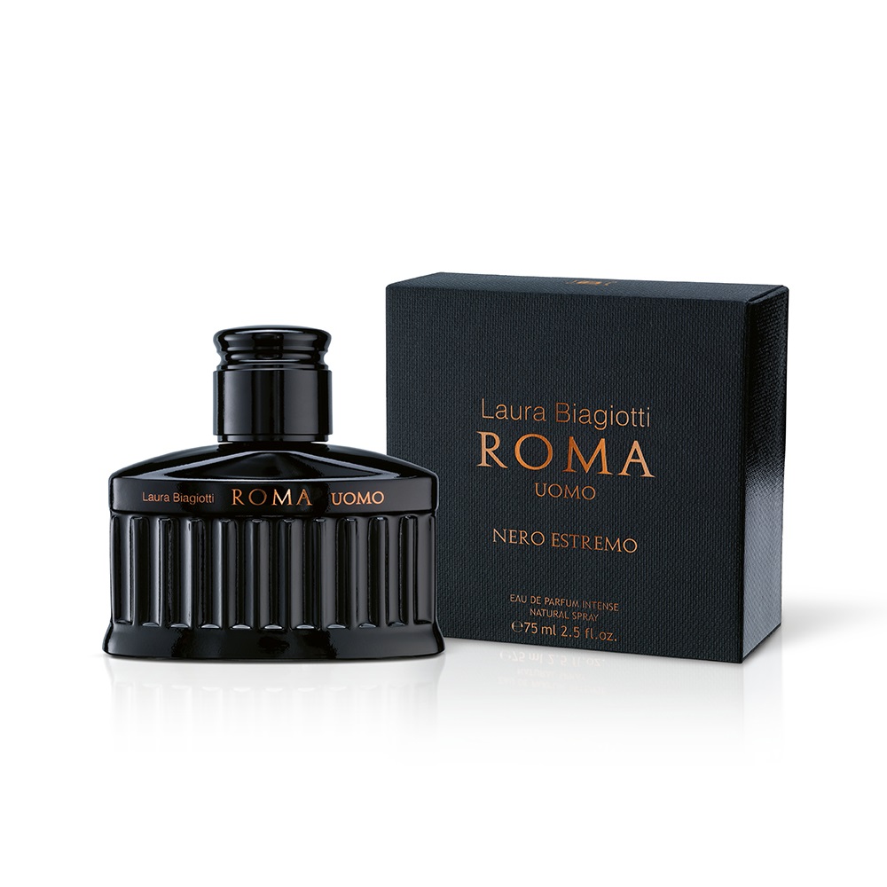 Laura Biagiotti Roma Uomo Nero Estremo Eau de Parfum Intense 75 ml - Fougère ambrata e legnosa con note di Bergamotto e Vaniglia