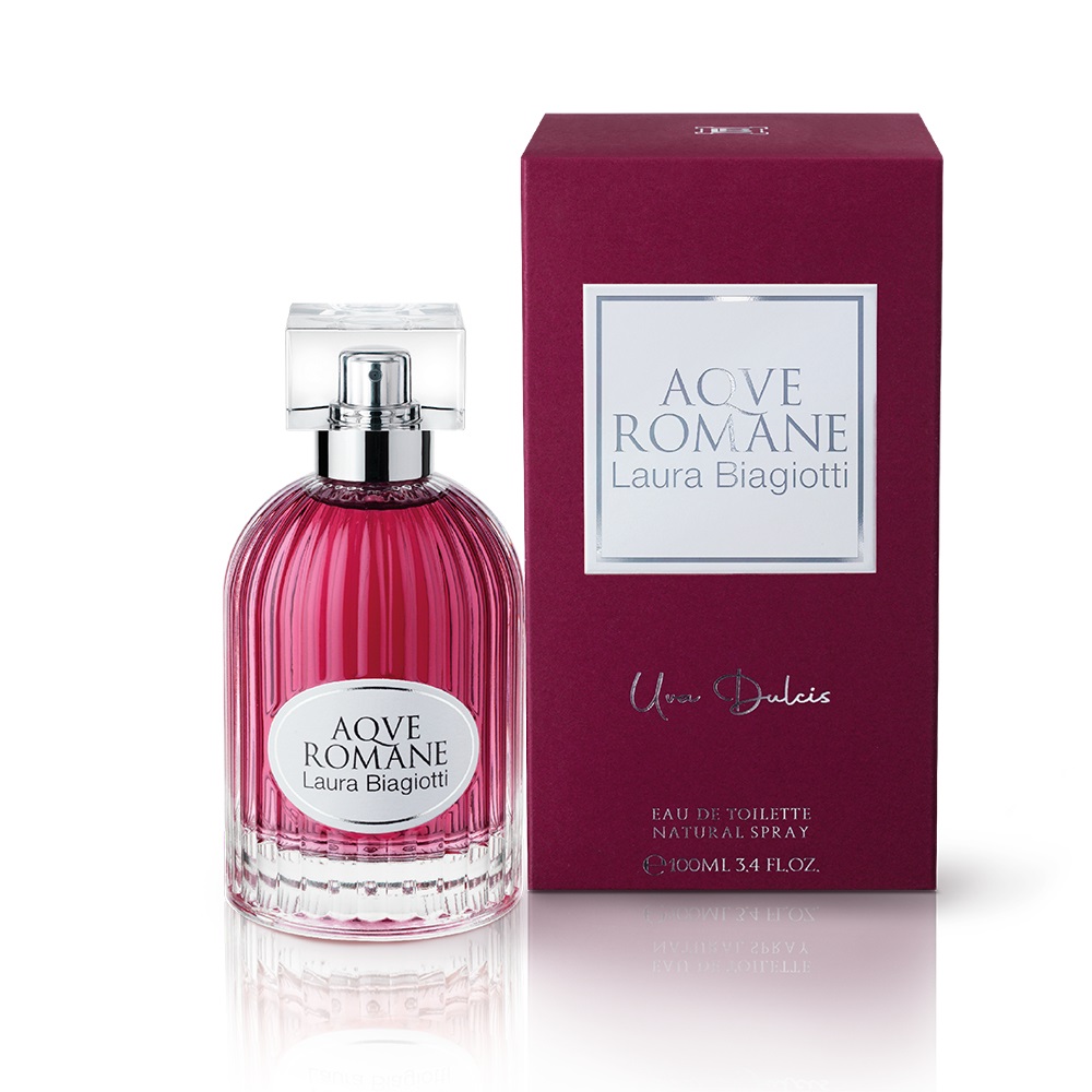 Laura Biagiotti Aqve Romane Uva Dulcis Eau de Toilette 100 ml - Fragranza Dolce con Note di Vino Rosso, Prugna Rossa e Melograno