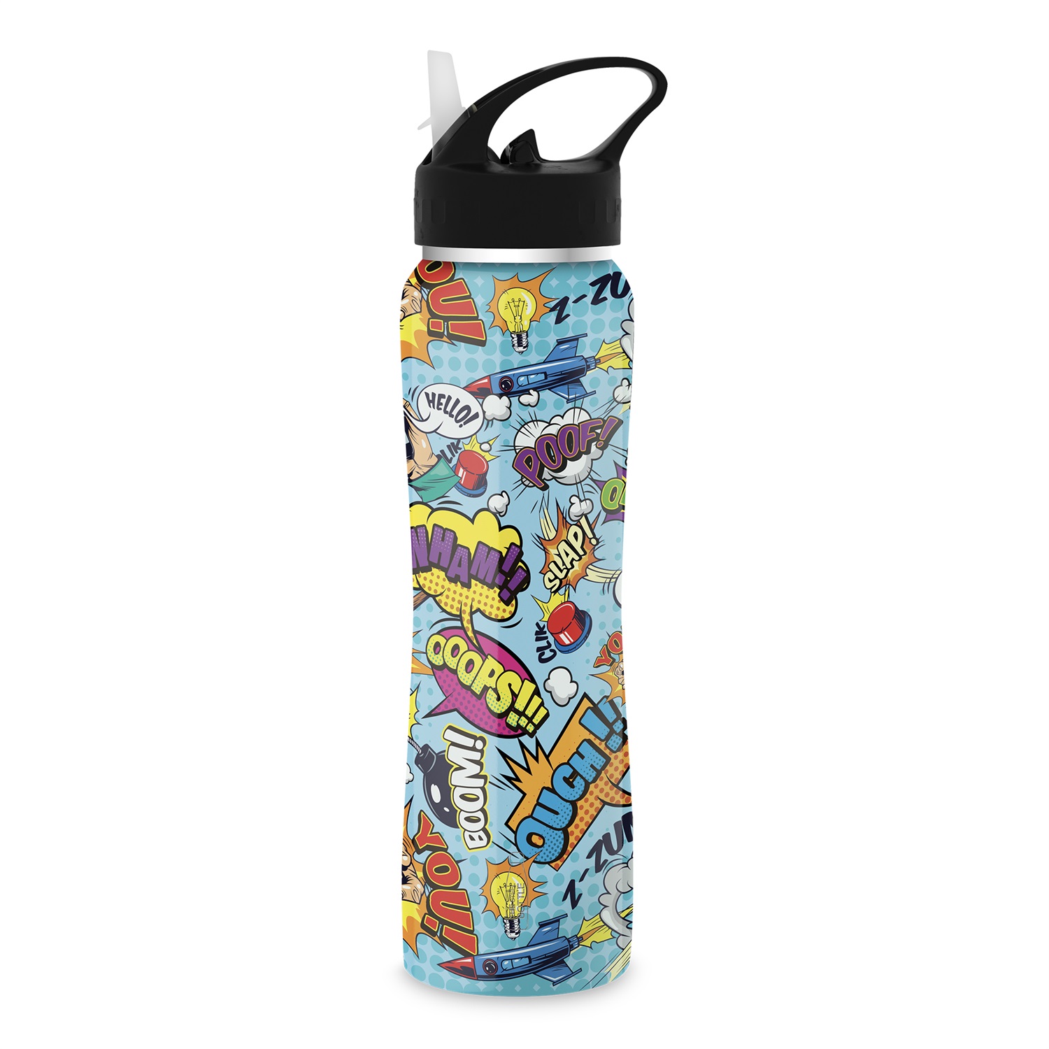 THE STEEL BOTTLE Most Wanted Comic - Borraccia Termica in Acciaio Inox 500 ml con Isolamento Sottovuoto e Chiusura Ermetica