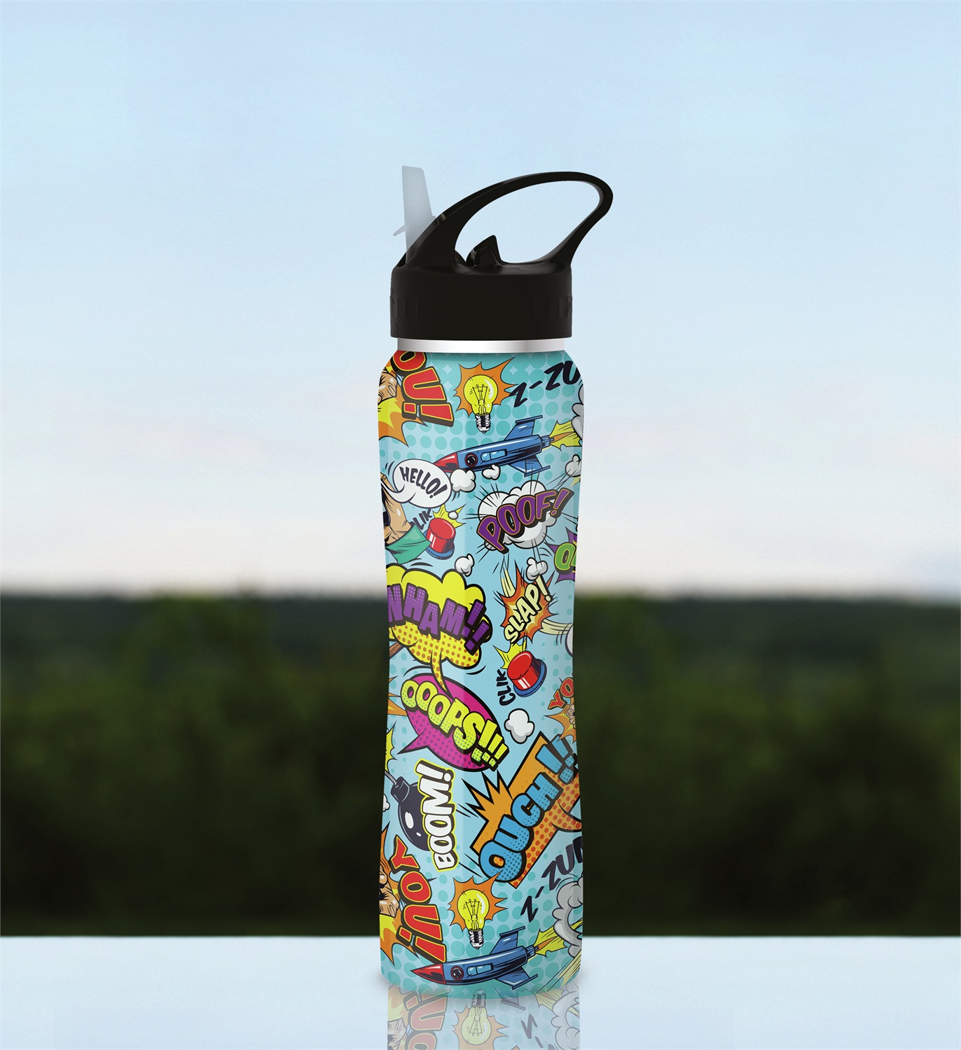 THE STEEL BOTTLE Most Wanted Comic - Borraccia Termica in Acciaio Inox 500 ml con Isolamento Sottovuoto e Chiusura Ermetica