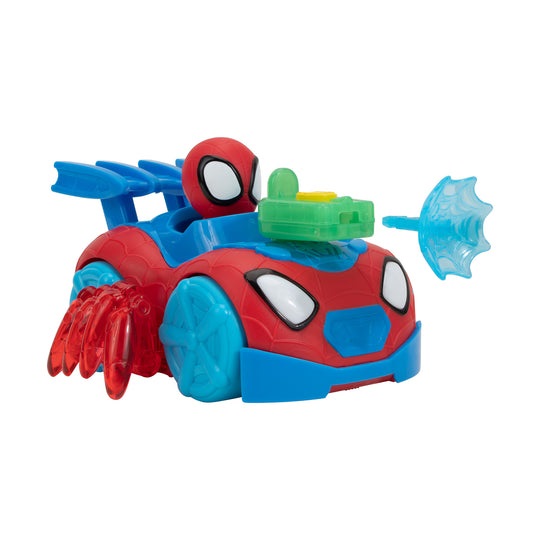 Rei Toys Spidey Lancia Ragnatele Deluxe con Luci e Suoni - Veicolo 2-in-1 con Torre del Quartier Generale