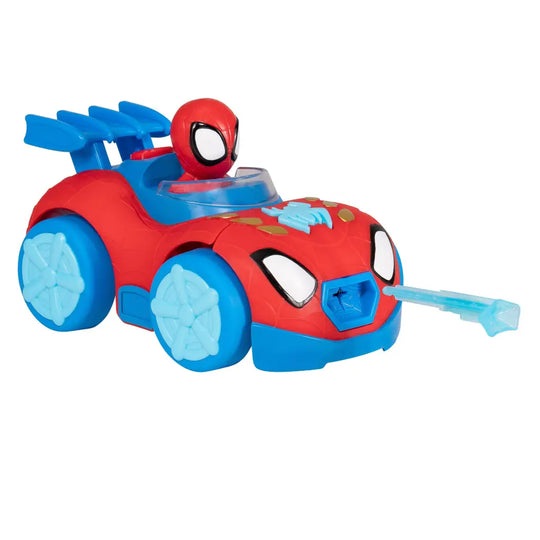 Rei Toys Spidey Lancia Ragnatele Deluxe con Luci e Suoni - Veicolo 2-in-1 con Torre del Quartier Generale