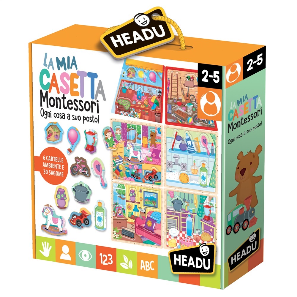 HEADU - La Mia Casetta Montessori IT20454 | Gioco Educativo per Bambini 2-5 Anni, Made in Italy, Sviluppo Intelligenza e Autonomia