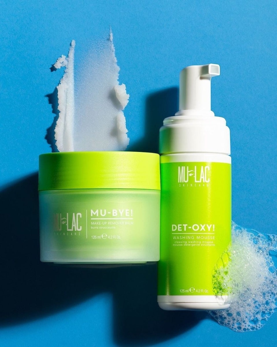 Mulac Cosmetics Det-Oxy! Mousse Detergente Struccante 125ml - Azione Detossinante e Purificante, Adatta a Tutti i Tipi di Pelle