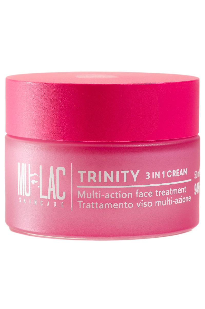 Mulac Cosmetics Trinity 3 in 1 Crema Idratante Multi-Azione 50ml - Vegan, 94% di Origine Naturale, Texture Pudding