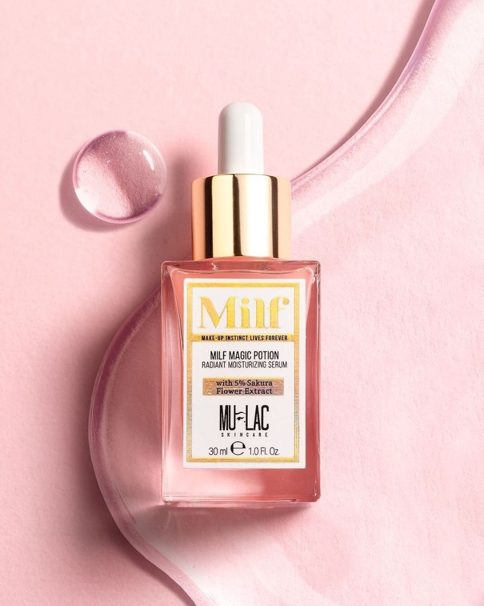 Mulac Cosmetics Milf Magic Potion Siero Viso Illuminante e Idratante 30ml con 5% Estratto di Fiori di Sakura - Formula Vegan