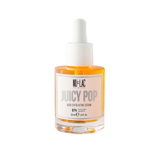 Mulac Cosmetics Juicy Pop Siero Esfoliante con Acidi 30ml - Perfezionante e Uniformante con Estratti di Mango e Banana