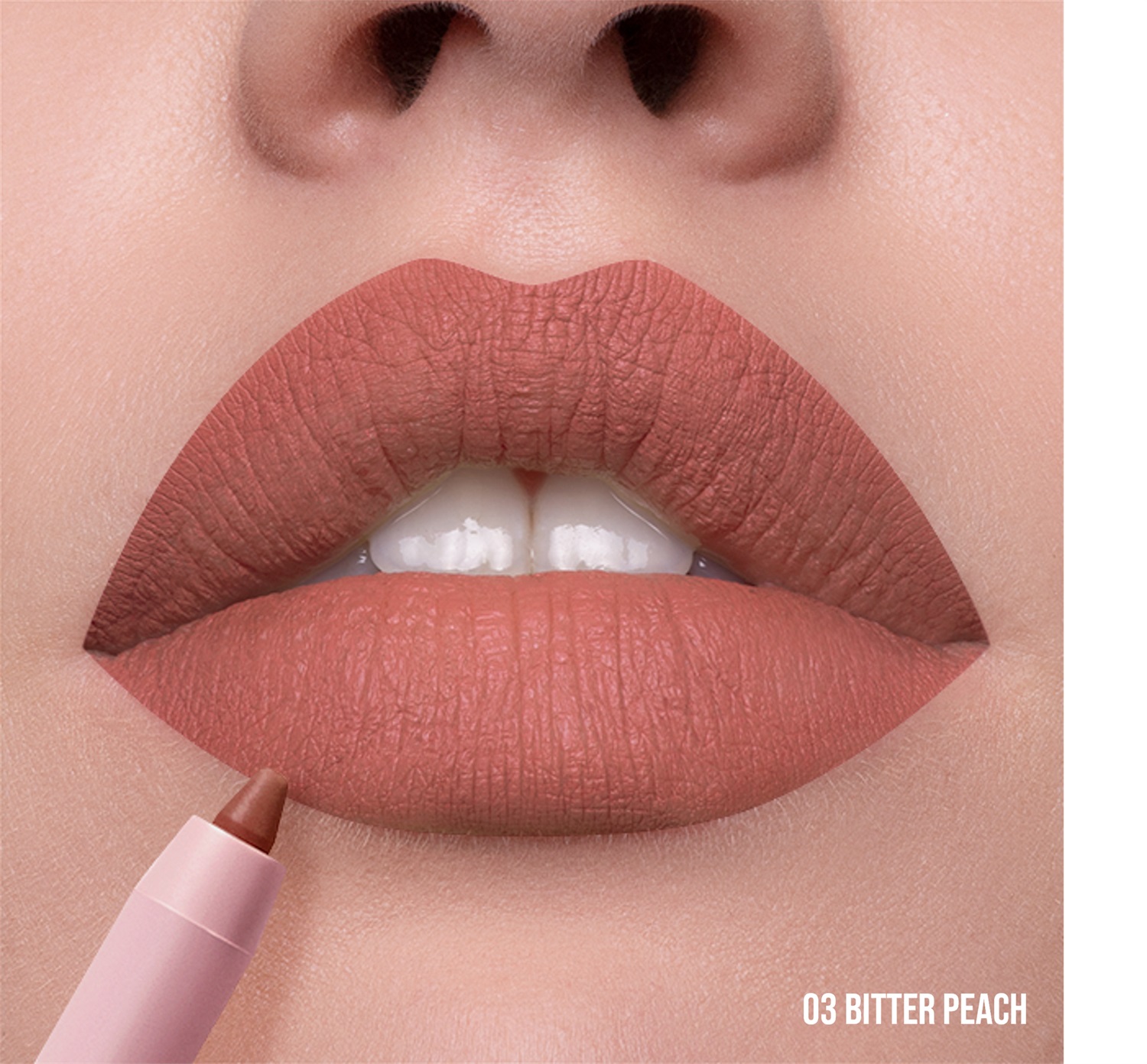 Mulac Cosmetics Lip Master 03 Bitter Peach - Matita Labbra Vegan, Scorrevole, No-transfer, Fino a 24h, Water Resistant