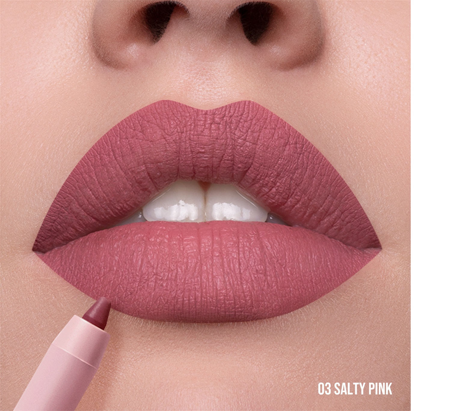 Mulac Lip Master Matita Labbra 05 Salty Pink - Rosa Nude Medio, No-Transfer, Water Resistant, Formula Vegana, 1.2g