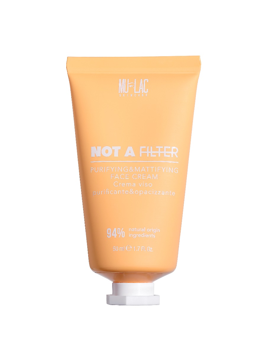 Mulac Cosmetics Not a Filter Crema Viso Purificante e Opacizzante 50ml - Vegan, 94% Ingredienti Naturali, Azione Antibatterica e Detossinante