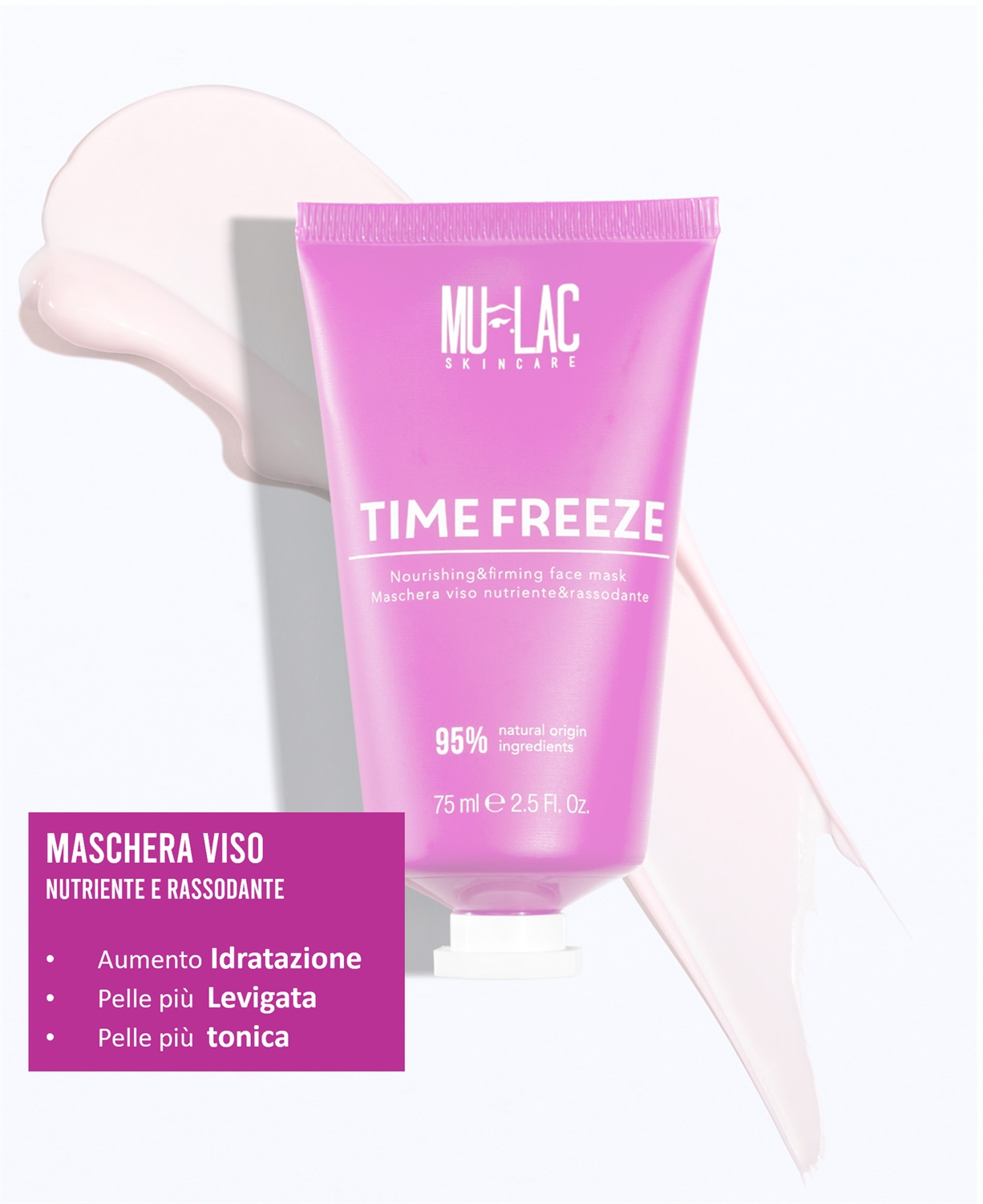 Mulac Cosmetics Time Freeze Maschera Viso Nutriente e Rassodante 75ml - Trattamento Intensivo con Burro di Karitè, Fiori di Ciliegio Giapponese e Bakuchiol