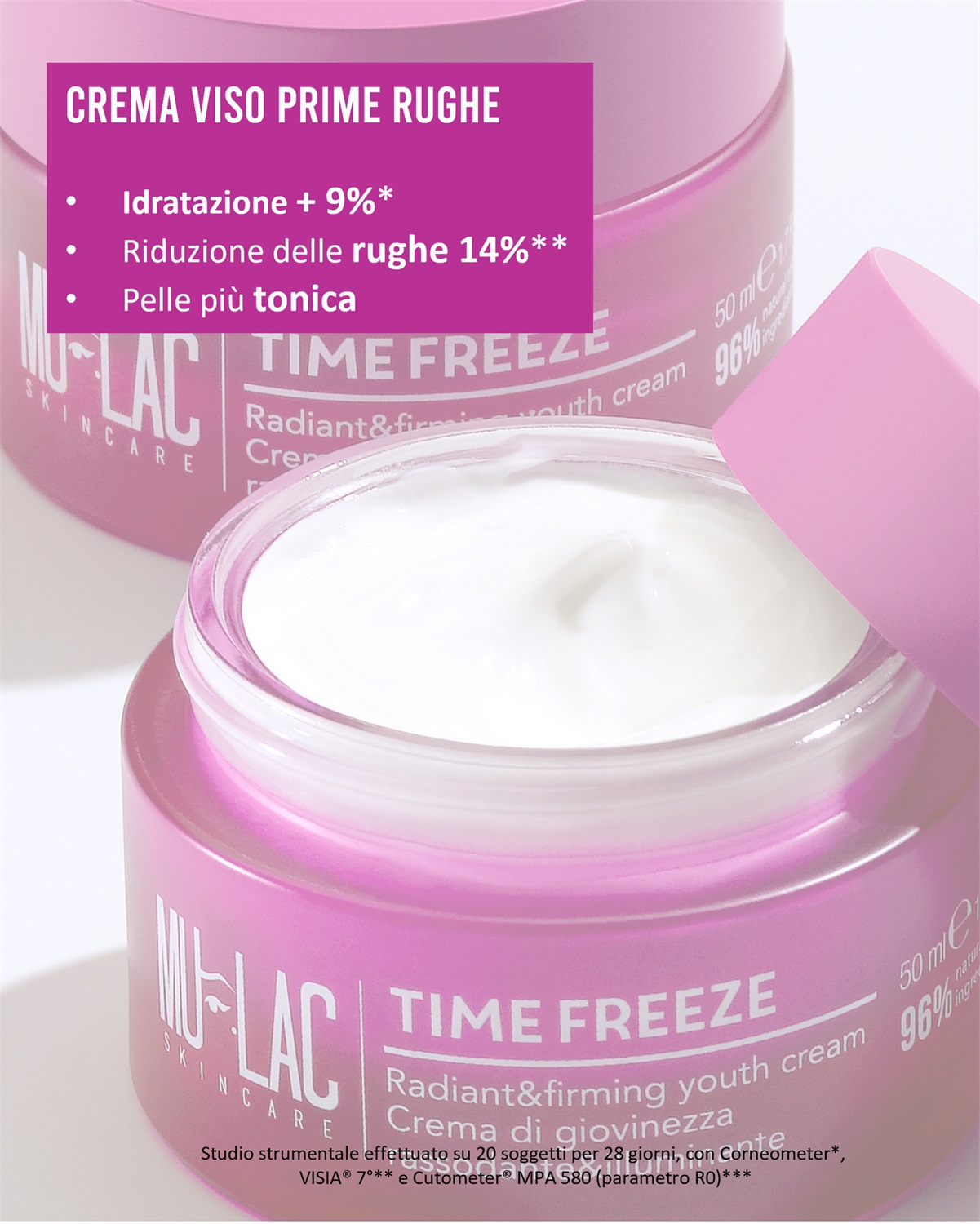 Mulac Time Freeze Crema Viso Rassodante e Illuminante 50ml - Vegan Formula con Estratto di Fiori di Sakura e Huang Qi Complex