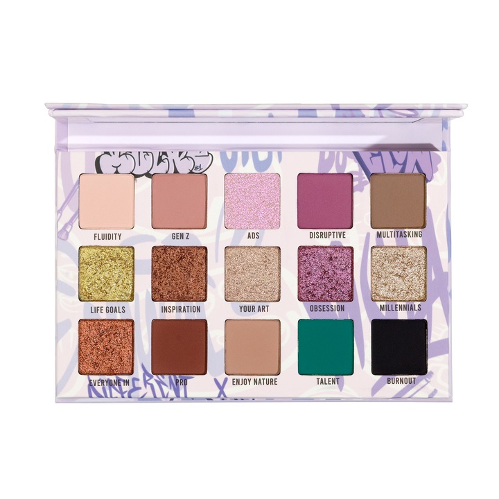 Mulac Cosmetics DIFFERENT X - Palette di Pigmenti Pressati Vegan con 15 Colori, Alta Sfumabilità e Tonalità Opache, Metalliche e Glitter