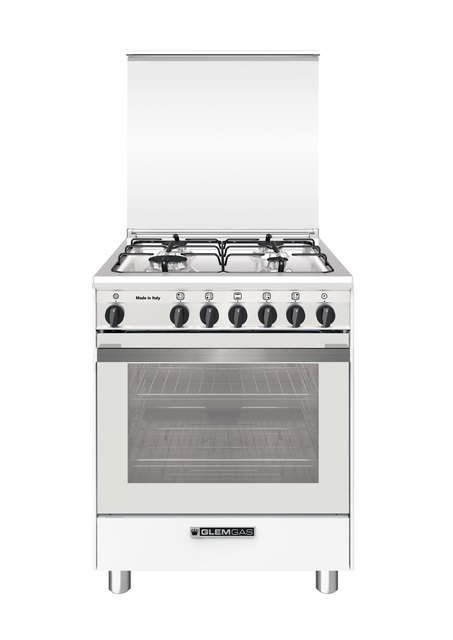 Glem Gas SA664VWH Cucina a Gas 4 Fuochi con Forno Elettrico/Gas Bianco, 60x60 cm, Classe A
