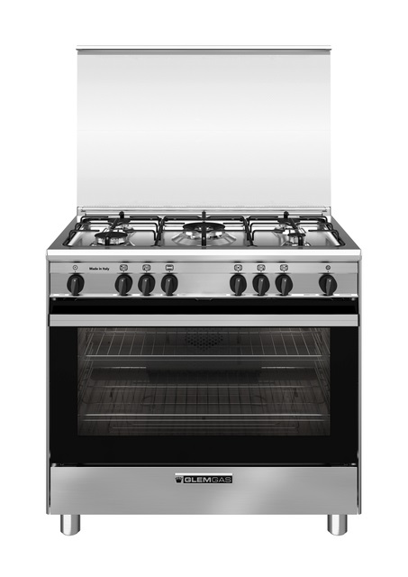 Glem Gas SA965VI Cucina 90x60 cm Inox 5 Fuochi Forno Gas Ventilato 100L Classe A