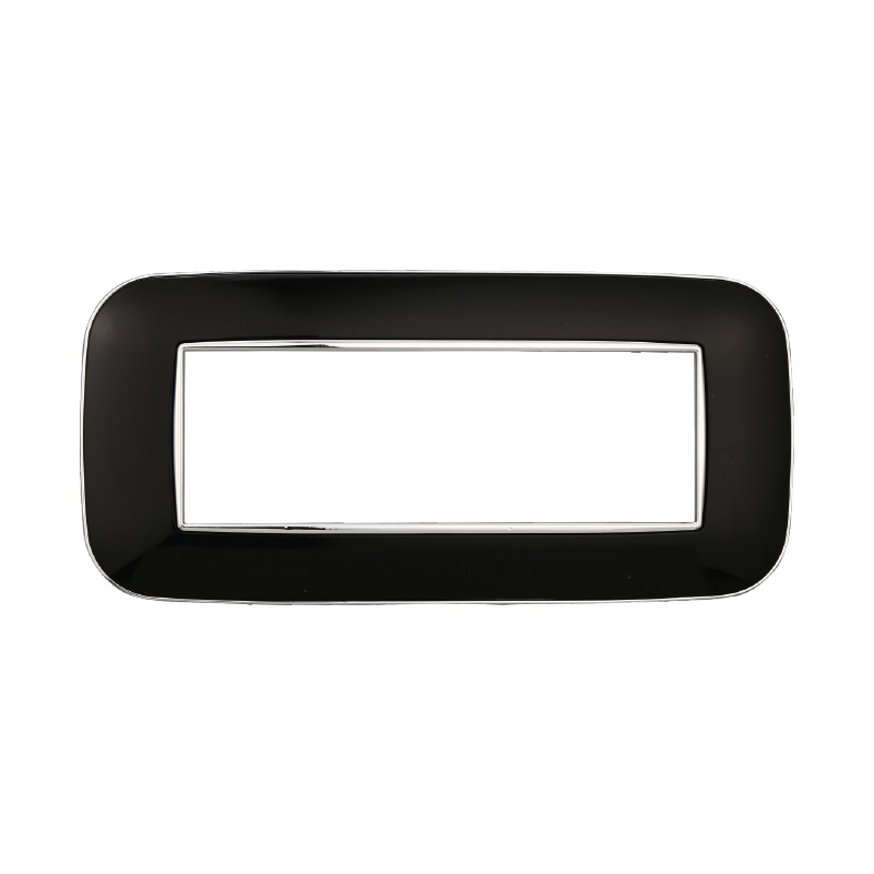 Ettroit Placca Orbis 6 Moduli Compatibile BTicino Axolute in Plastica Nera - Serie Moon