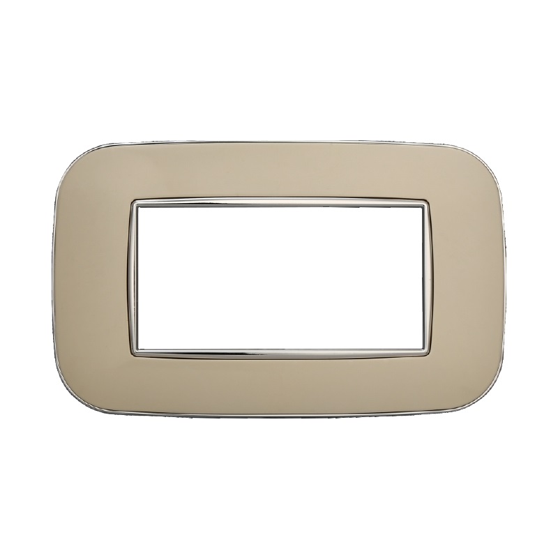Ettroit Placca Orbis 4 Moduli - Serie Moon - Colore Sabbia - Compatibile ABB e Bticino Axolute