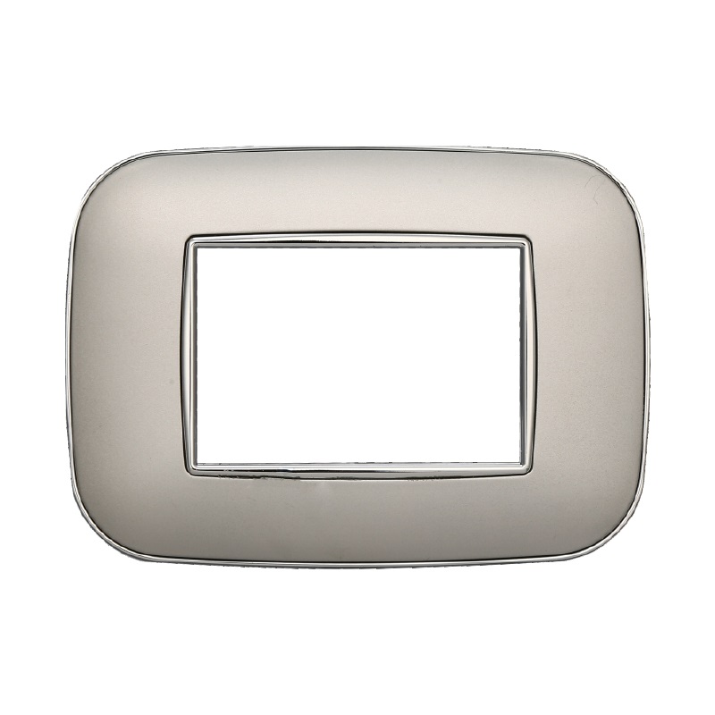 Ettroit Placca Orbis 3 Moduli Serie Moon Argento Compatibile ABB e Bticino Axolute