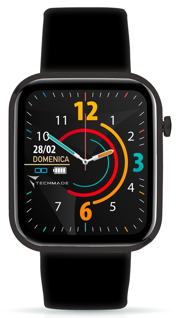 Techmade Hava Smartwatch Alluminio 1.68'' Full Touch Waterproof - Total Black