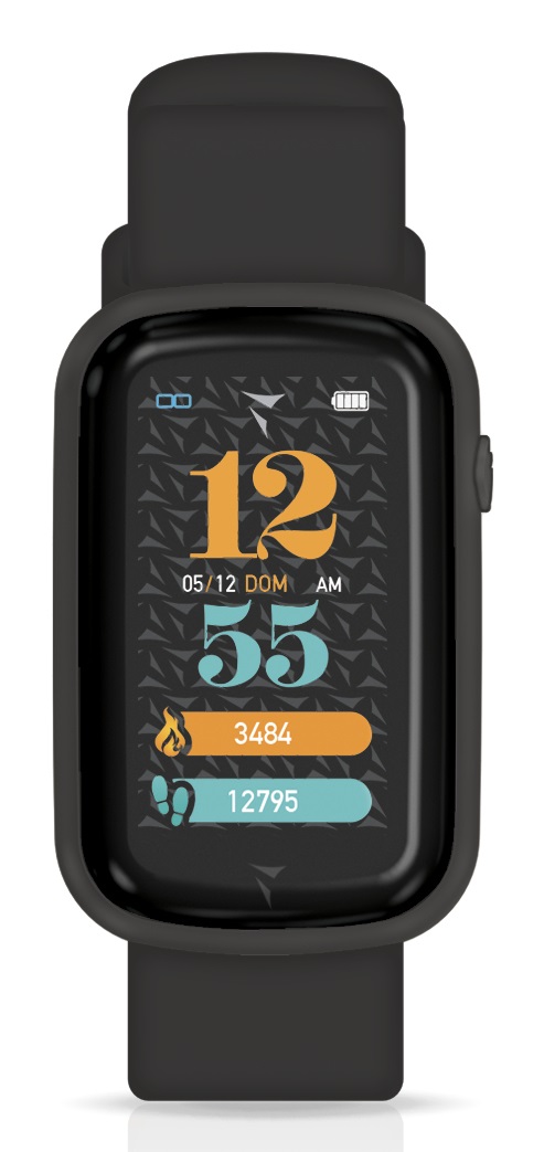 TECHMADE STEPS Smartwatch Total Black - Piccolo e Compatto con Cinturino in Silicone, Funzioni Avviso Chiamata, Notifiche, Pedometro e Monitoraggio Frequenza Cardiaca