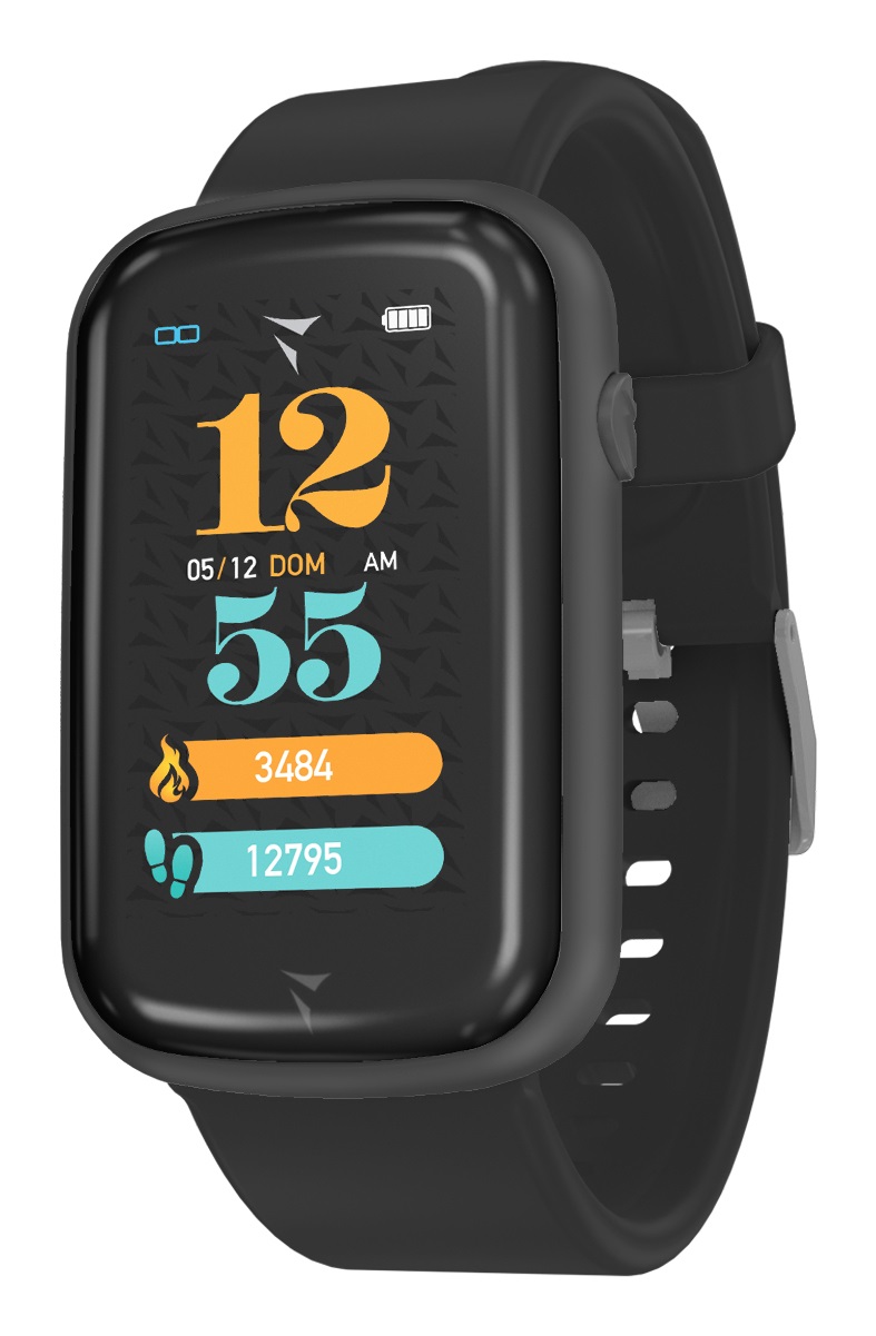 TECHMADE STEPS Smartwatch Total Black - Piccolo e Compatto con Cinturino in Silicone, Funzioni Avviso Chiamata, Notifiche, Pedometro e Monitoraggio Frequenza Cardiaca