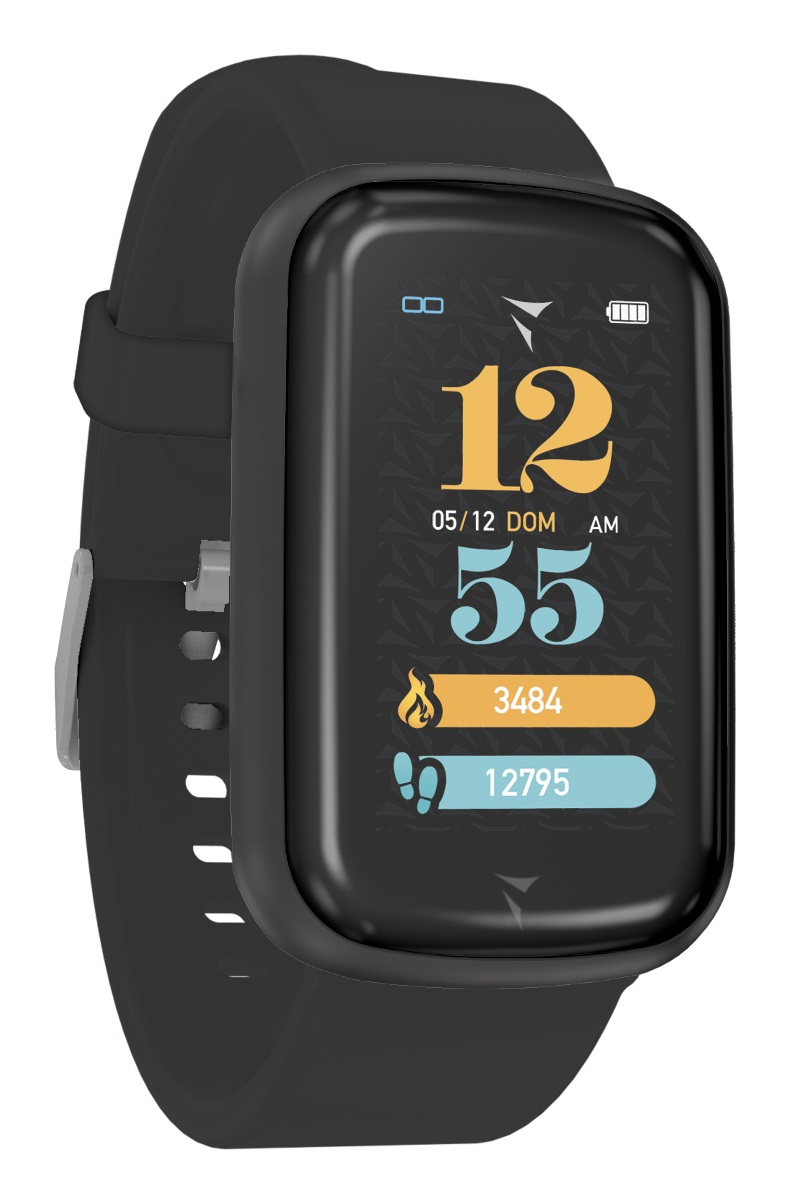 TECHMADE STEPS Smartwatch Total Black - Piccolo e Compatto con Cinturino in Silicone, Funzioni Avviso Chiamata, Notifiche, Pedometro e Monitoraggio Frequenza Cardiaca