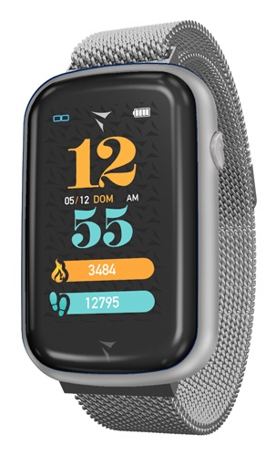 Techmade Steps Smartwatch Cinturino Acciaio Maglia Milano Silver - 44x32.7 mm, Saturimetro, Monitoraggio Salute, Notifiche Messaggi, Contapassi