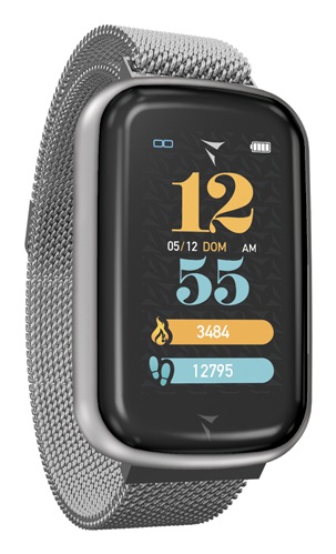 Techmade Steps Smartwatch Cinturino Acciaio Maglia Milano Silver - 44x32.7 mm, Saturimetro, Monitoraggio Salute, Notifiche Messaggi, Contapassi